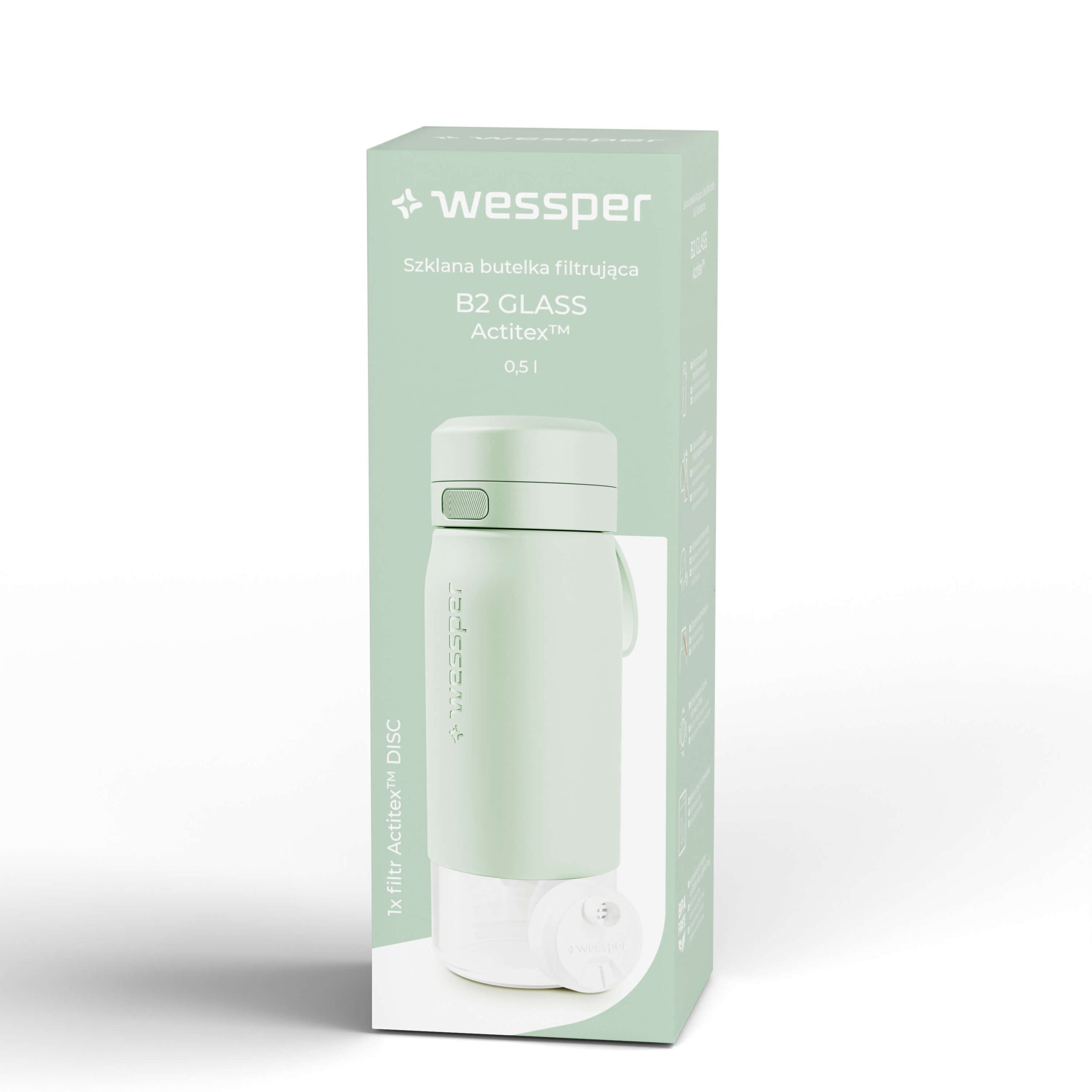 Butelka filtrująca Wessper B2 GLASS Actitex™ 500 ml