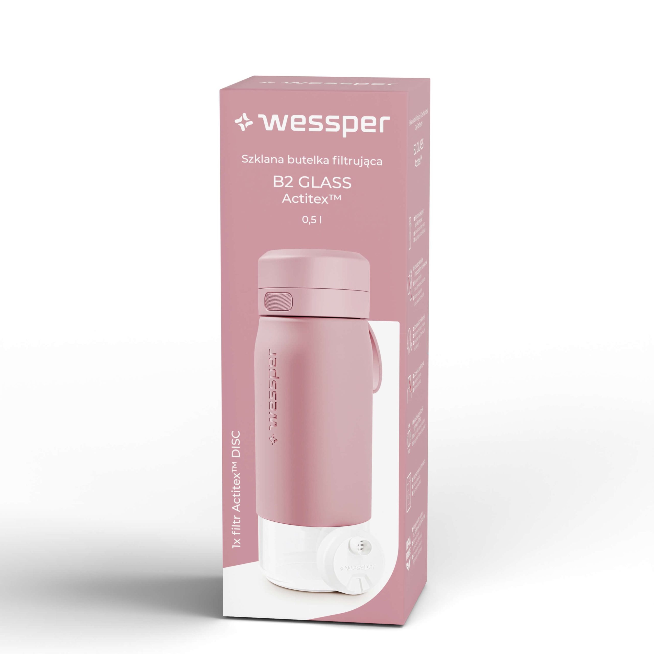Butelka filtrująca Wessper B2 GLASS Actitex™ 500 ml