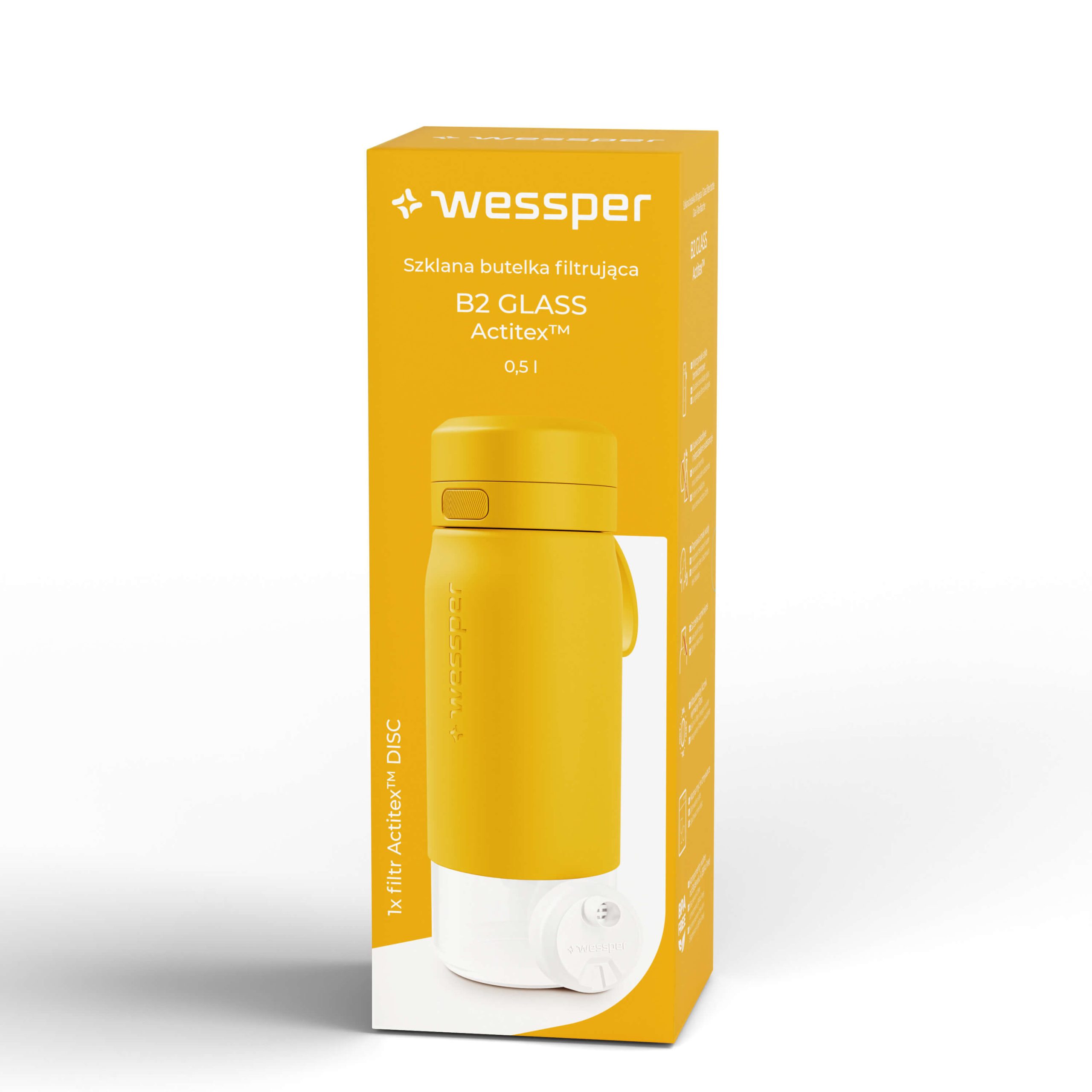 Butelka filtrująca Wessper B2 GLASS Actitex™ 500 ml