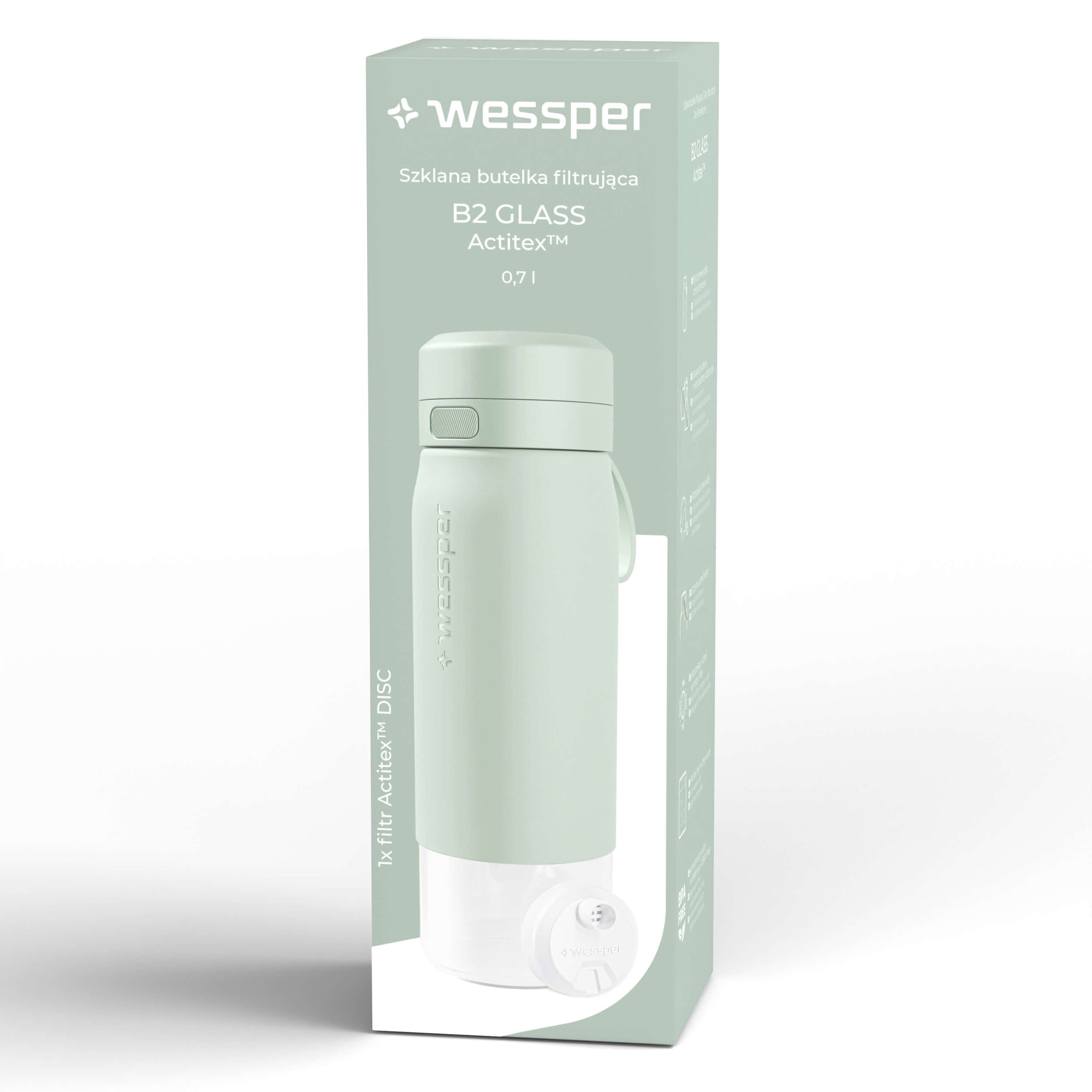 Butelka filtrująca Wessper B2 GLASS Actitex™ 700 ml