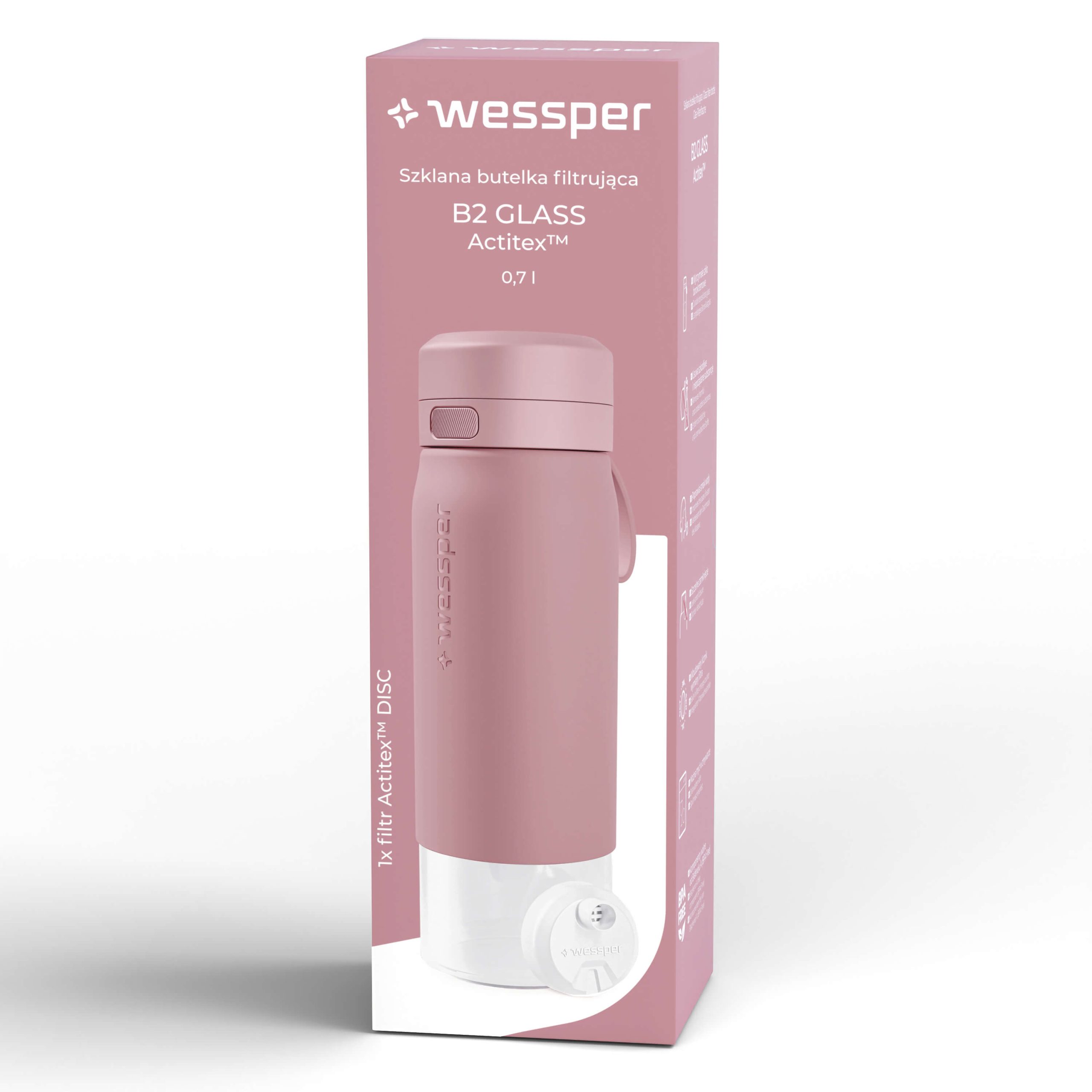 Butelka filtrująca Wessper B2 GLASS Actitex™ 700 ml