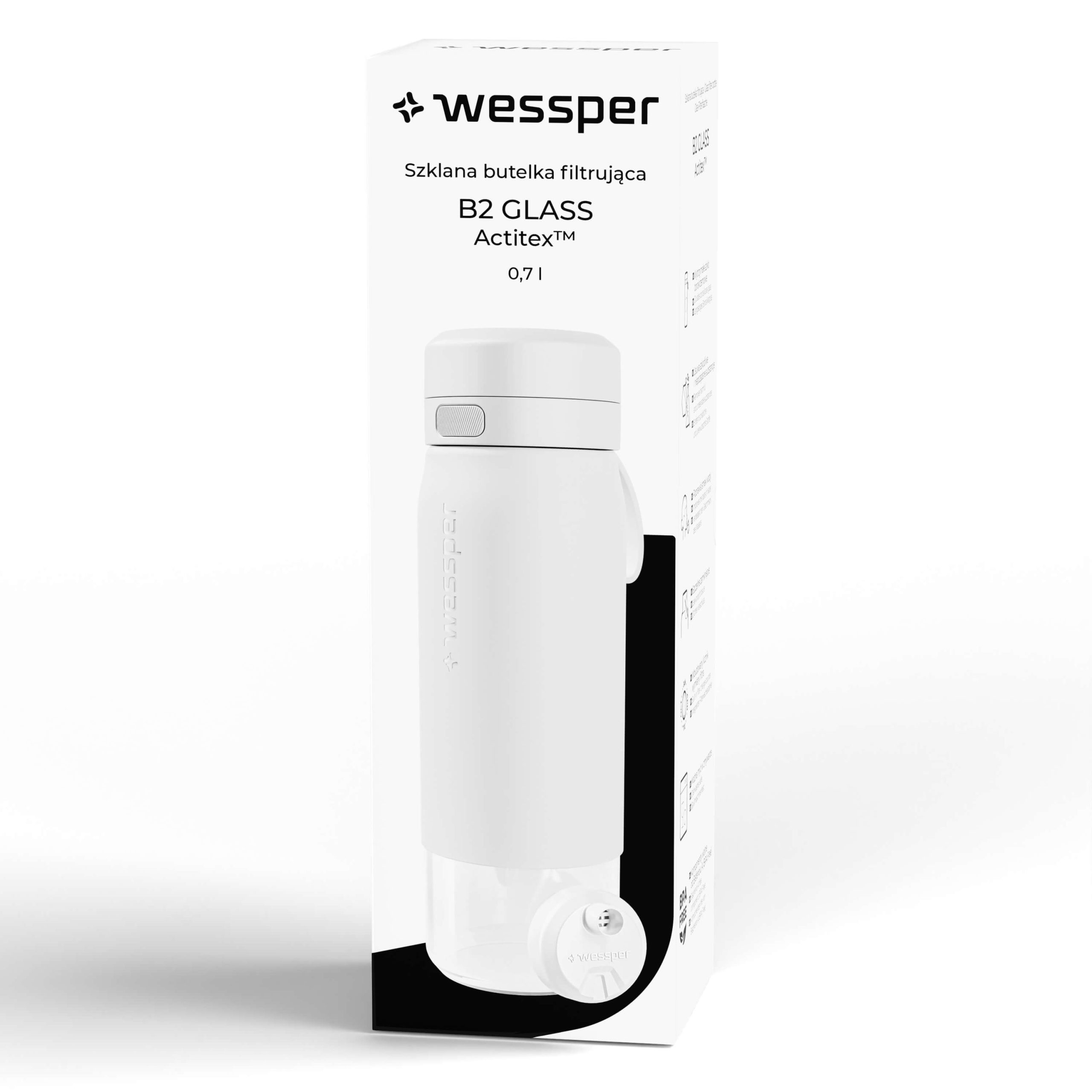 Butelka filtrująca Wessper B2 GLASS Actitex™ 700 ml