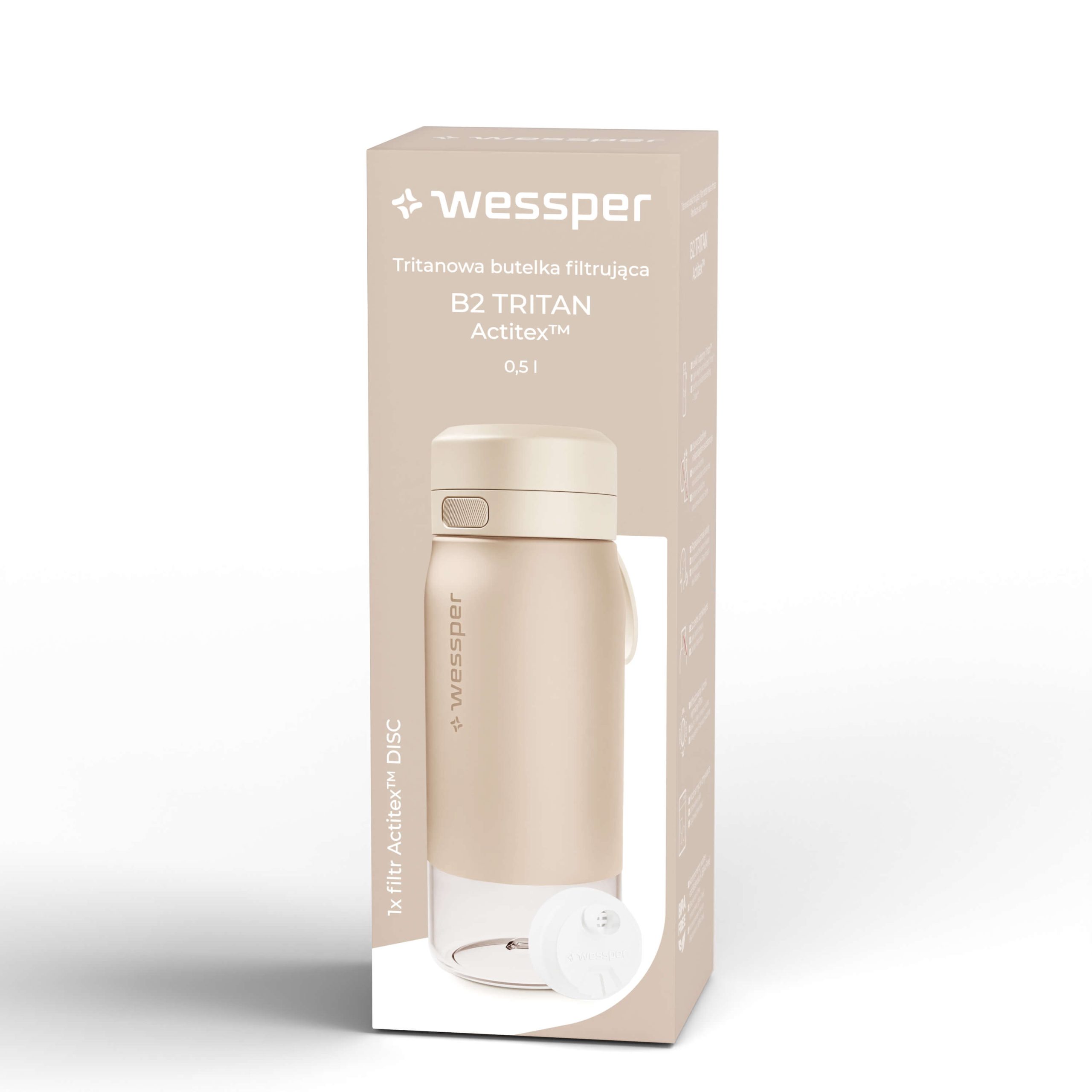 Butelka filtrująca Wessper B2 TRITAN™ Actitex™ 500 ml