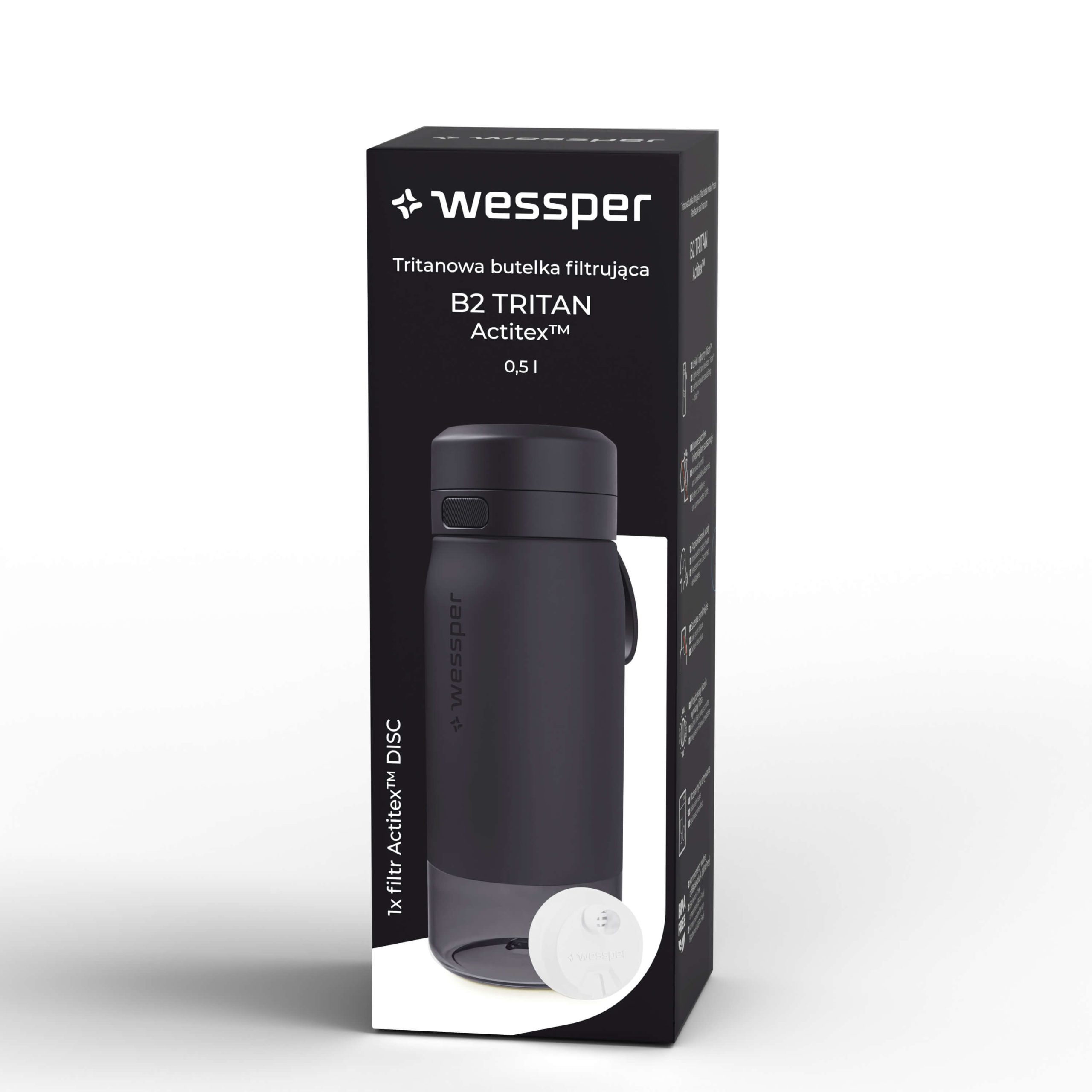 Butelka filtrująca Wessper B2 TRITAN™ Actitex™ 500 ml