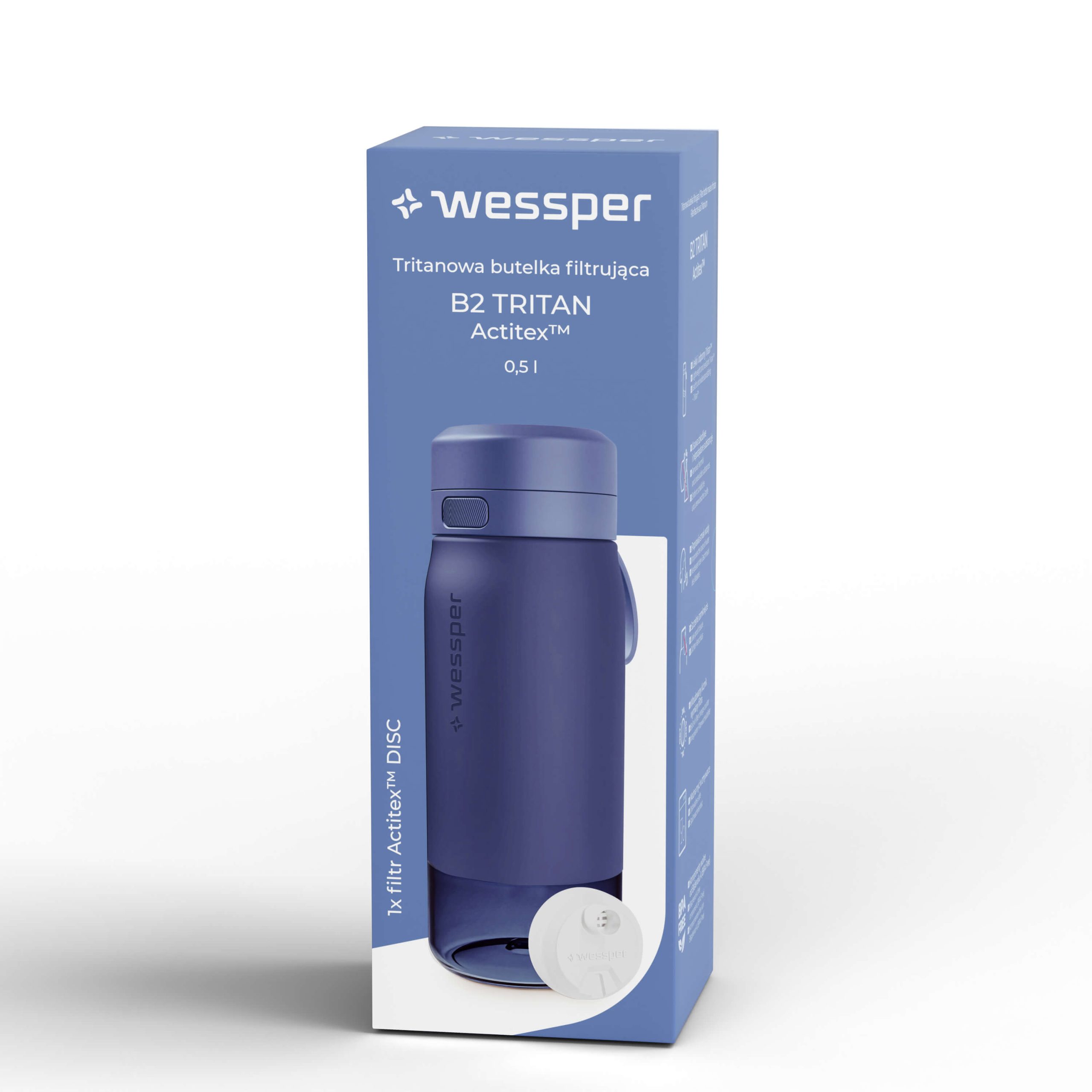 Butelka filtrująca Wessper B2 TRITAN™ Actitex™ 500 ml