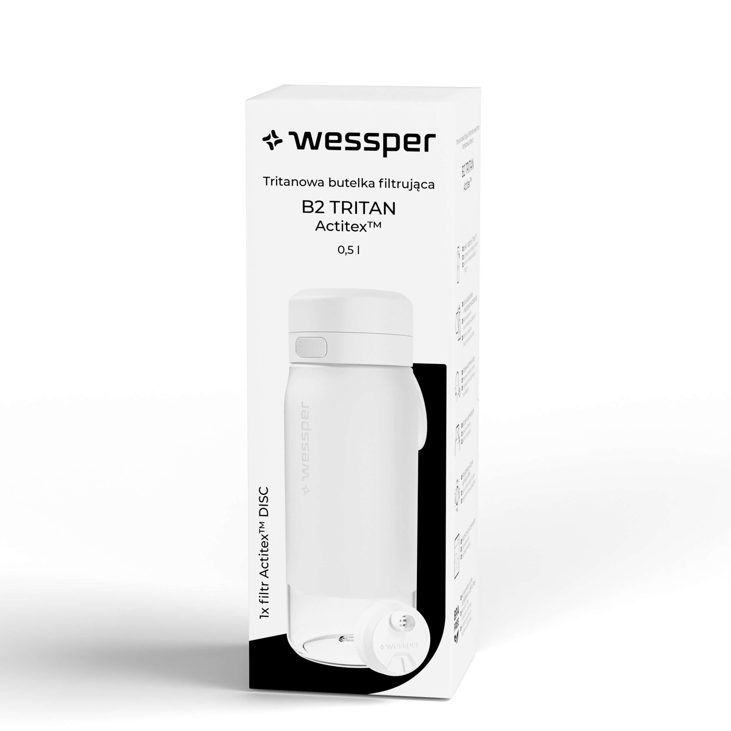 Butelka filtrująca Wessper B2 TRITAN™ Actitex™ 500 ml
