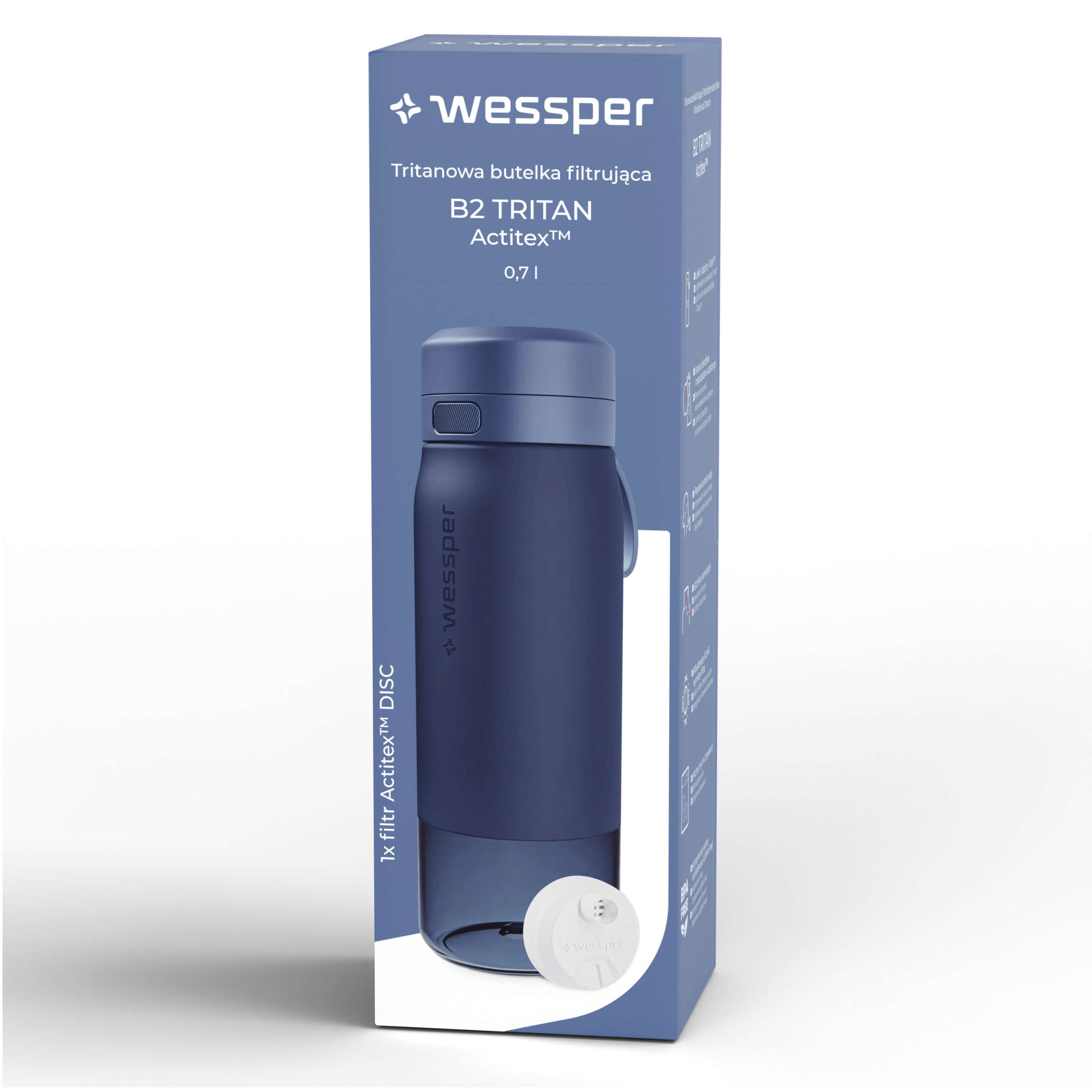 Butelka filtrująca Wessper B2 TRITAN™ Actitex™ 700 ml
