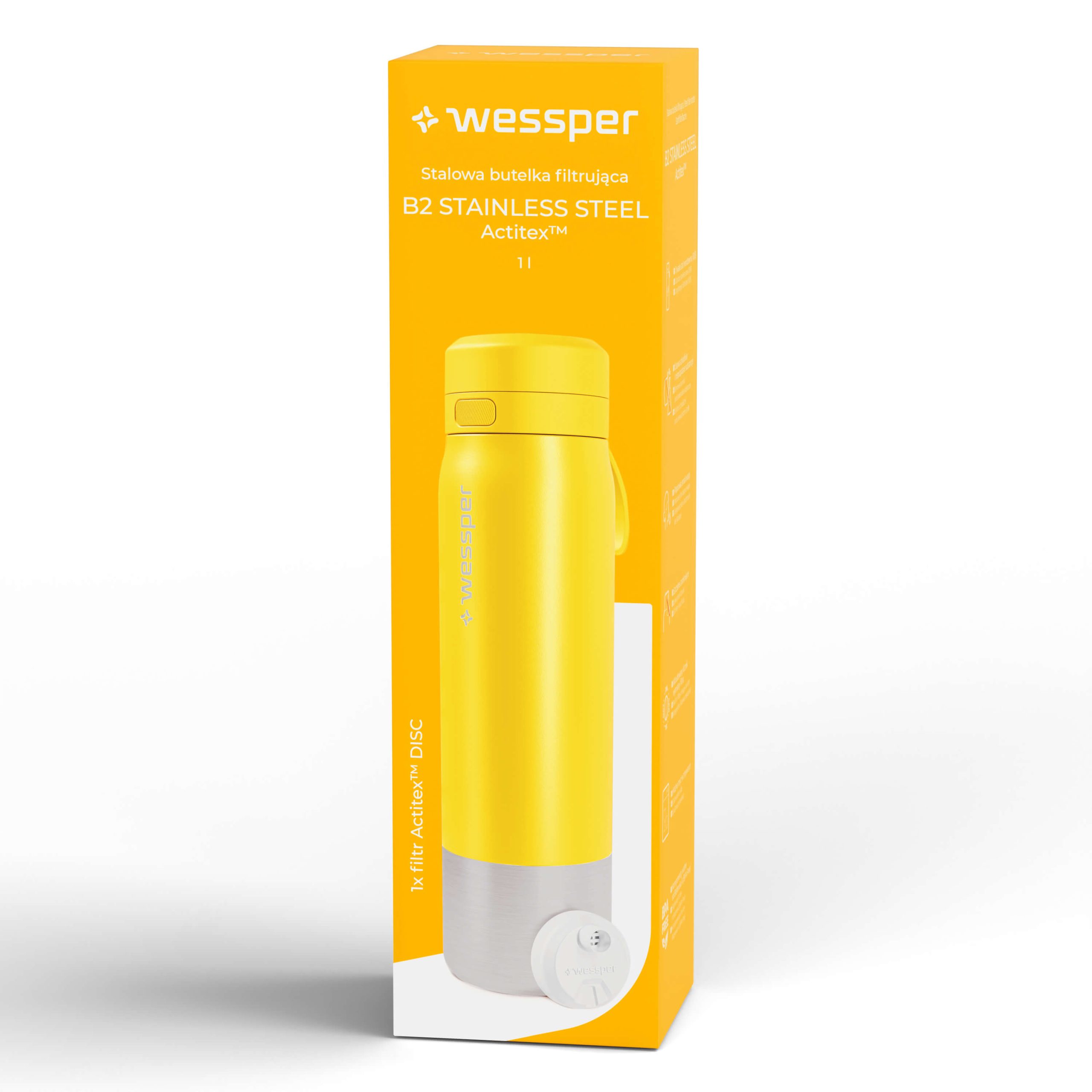 Butelka filtrująca Wessper B2 STAINLESS STEEL Actitex™ 1000 ml