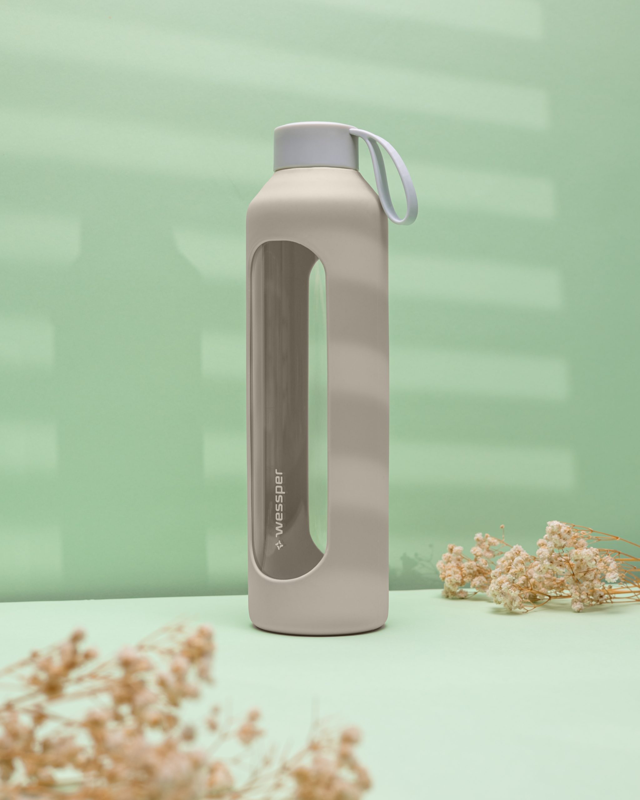 Butelka motywacyjna Wessper B1 BOROSILICATE Ecru 1 L