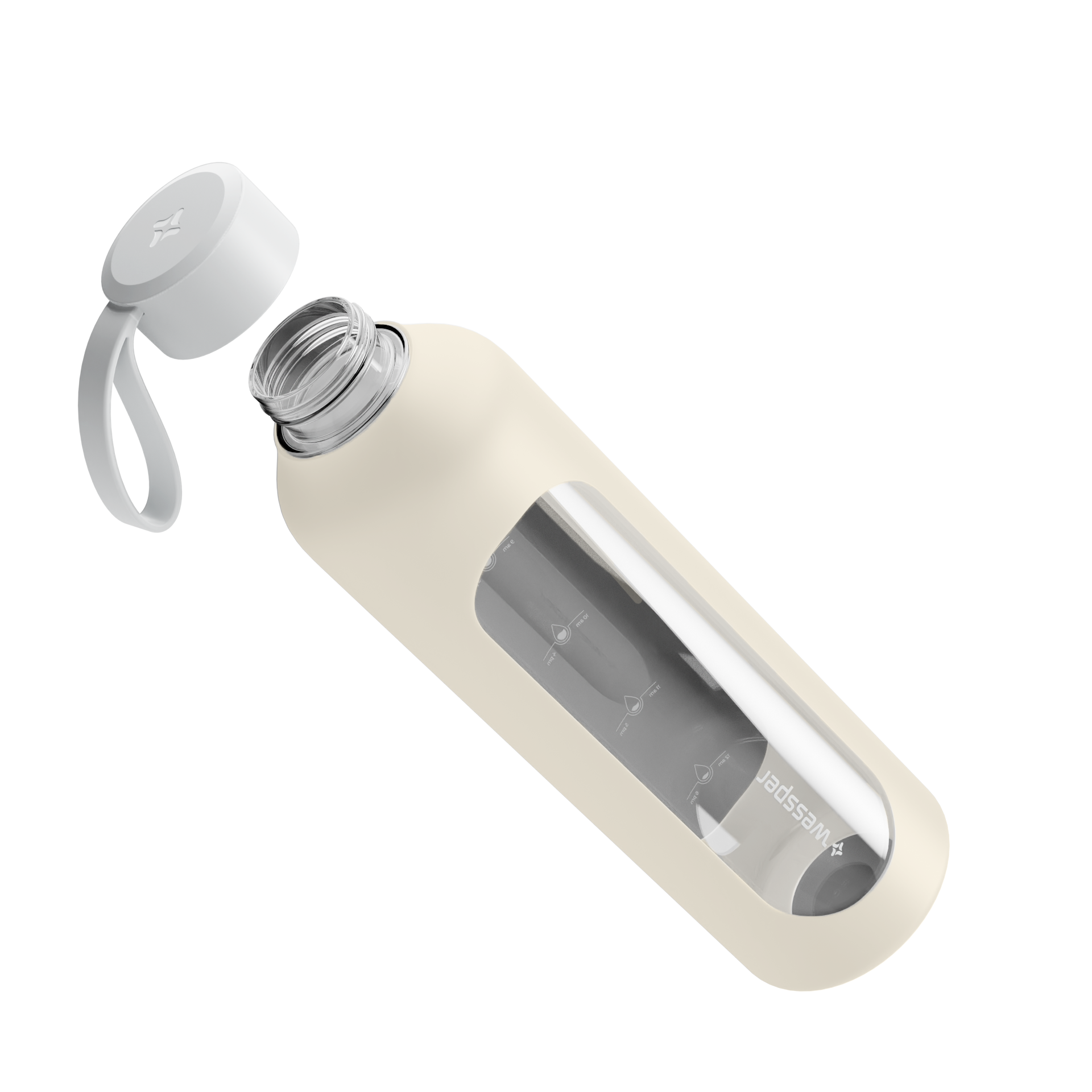 Butelka motywacyjna Wessper B1 BOROSILICATE Ecru 1 L