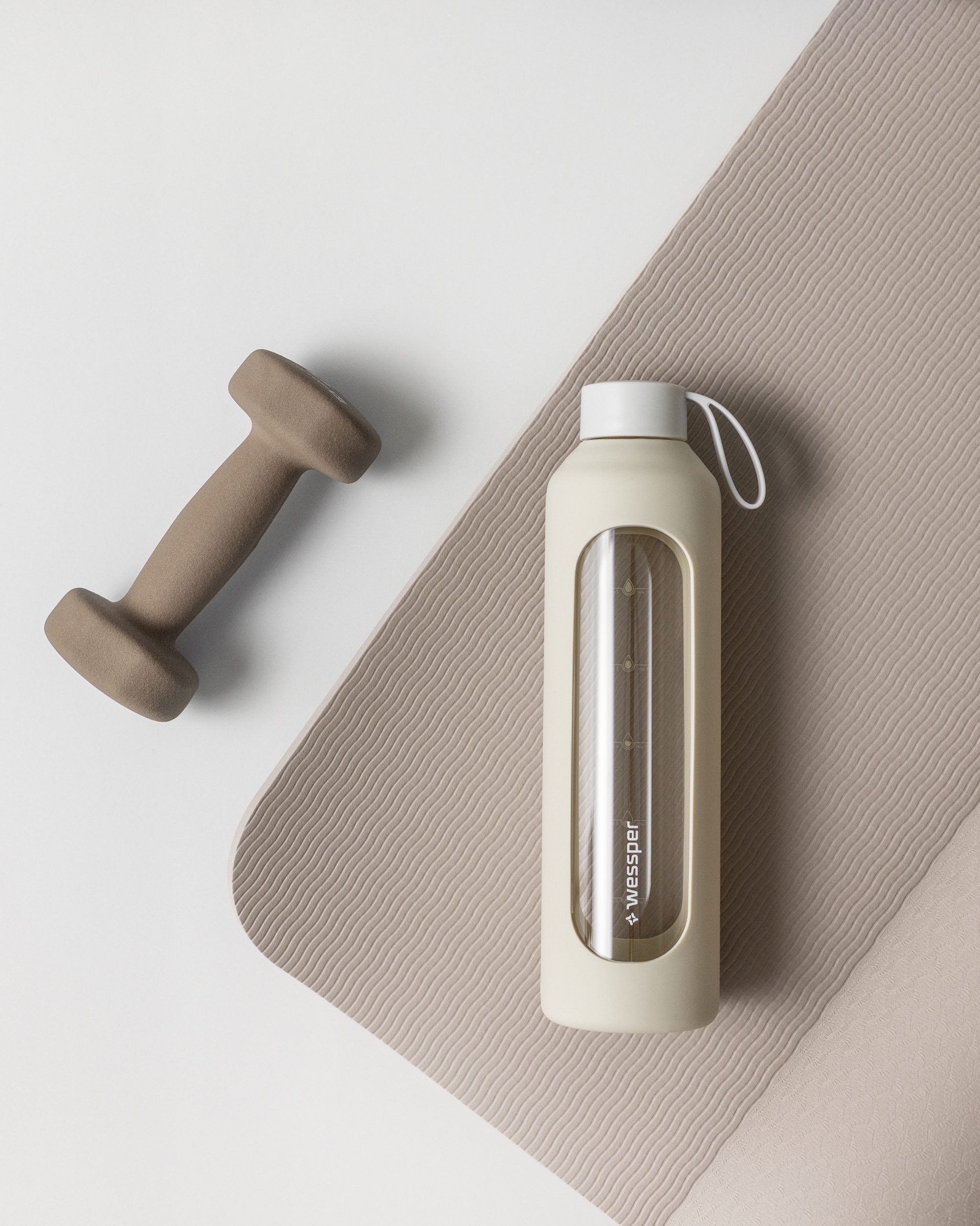 Butelka motywacyjna Wessper B1 BOROSILICATE Ecru 1 L