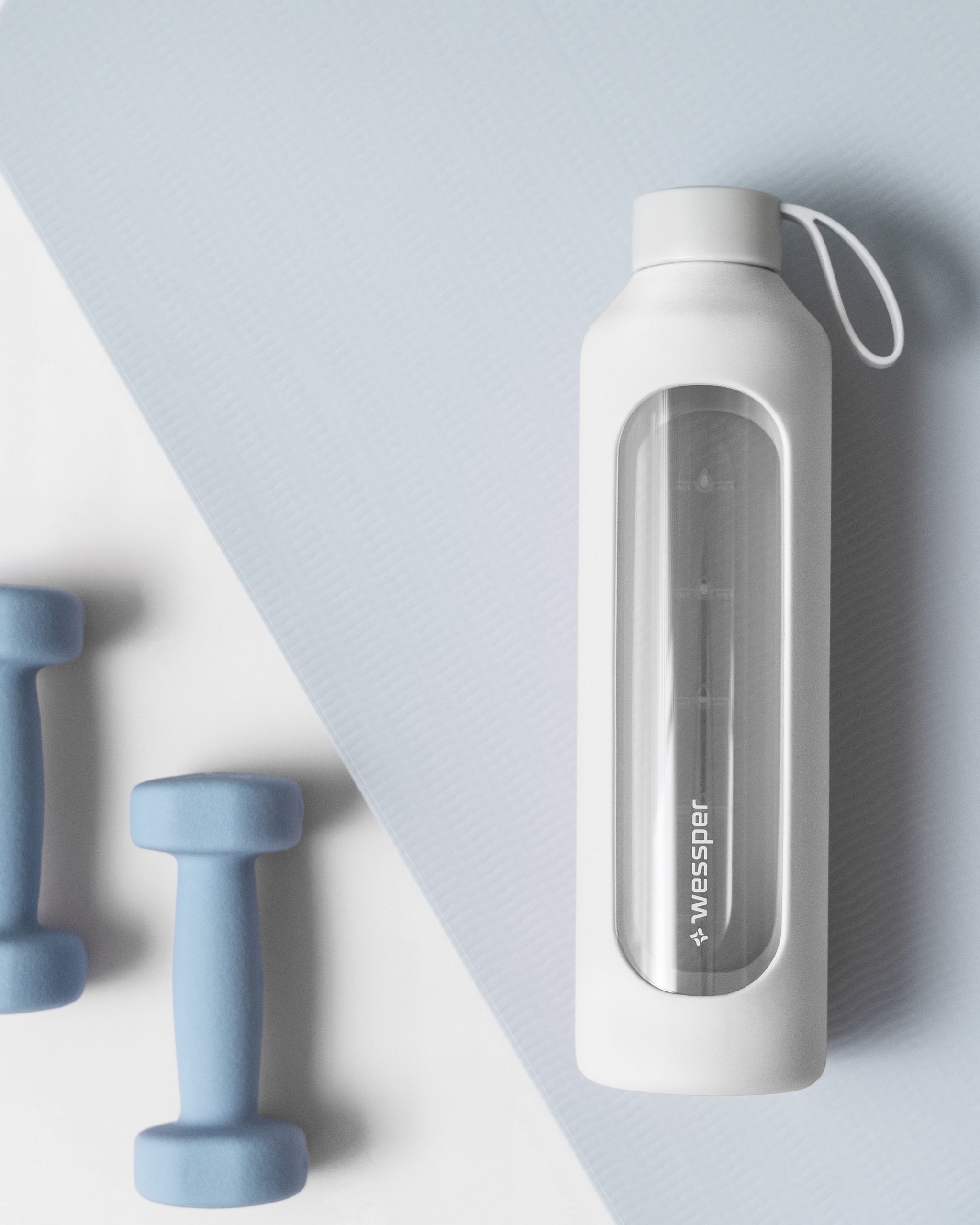 Butelka motywacyjna Wessper B1 BOROSILICATE White 1 L