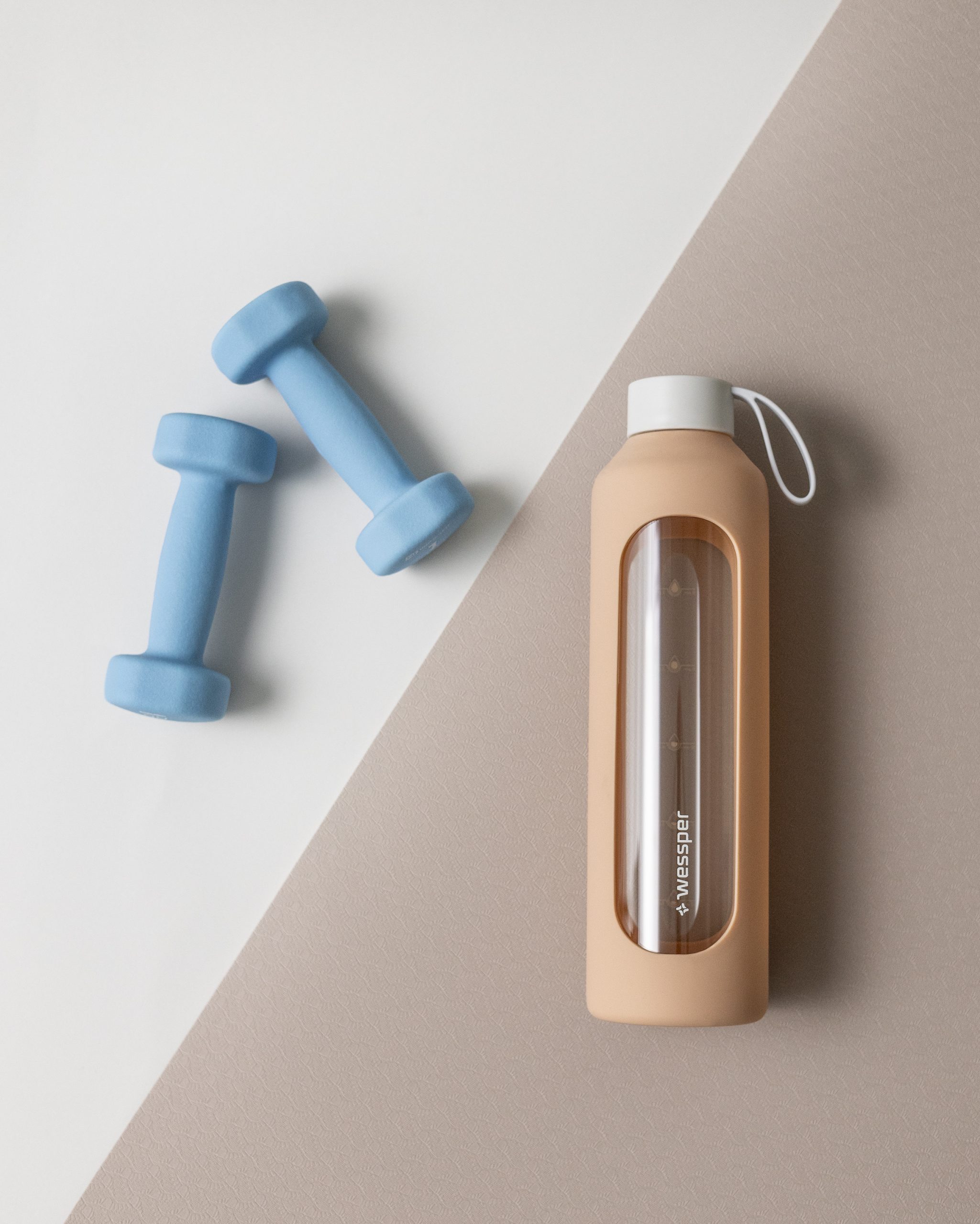 Butelka motywacyjna Wessper B1 BOROSILICATE Beige 1 L