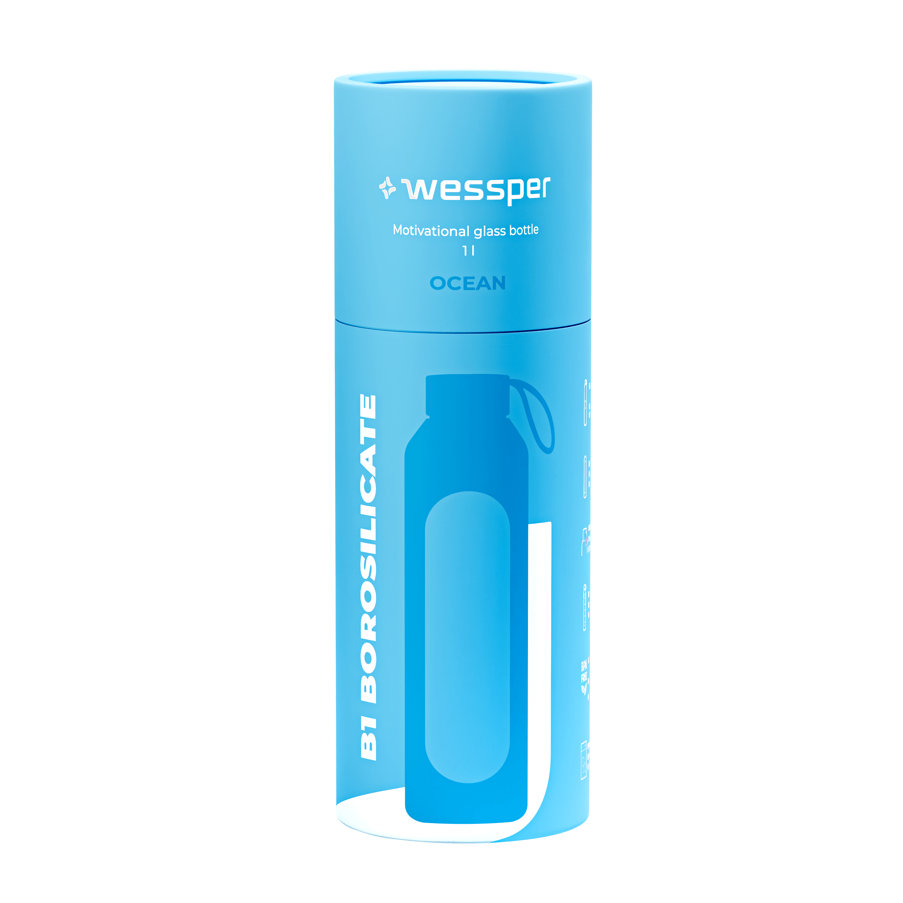 Butelka motywacyjna Wessper B1 BOROSILICATE Lavender 1 L