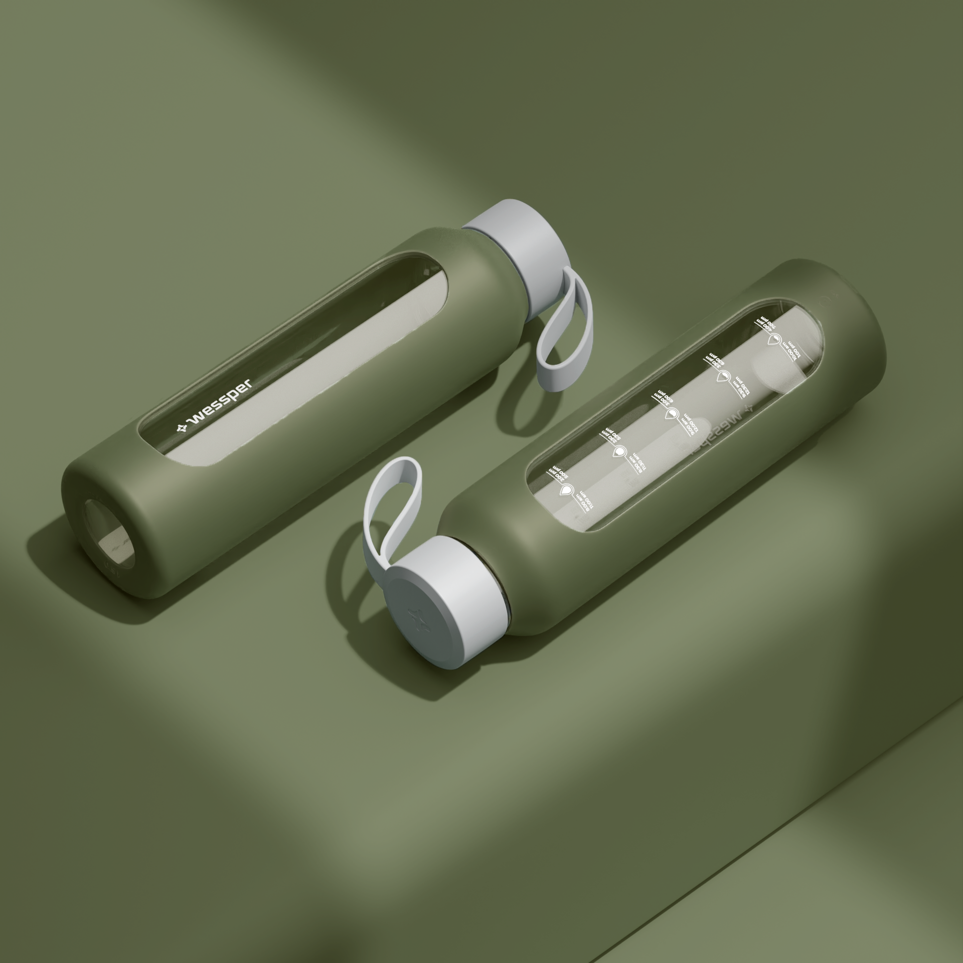Butelka motywacyjna Wessper B1 BOROSILICATE Olive 500 ml