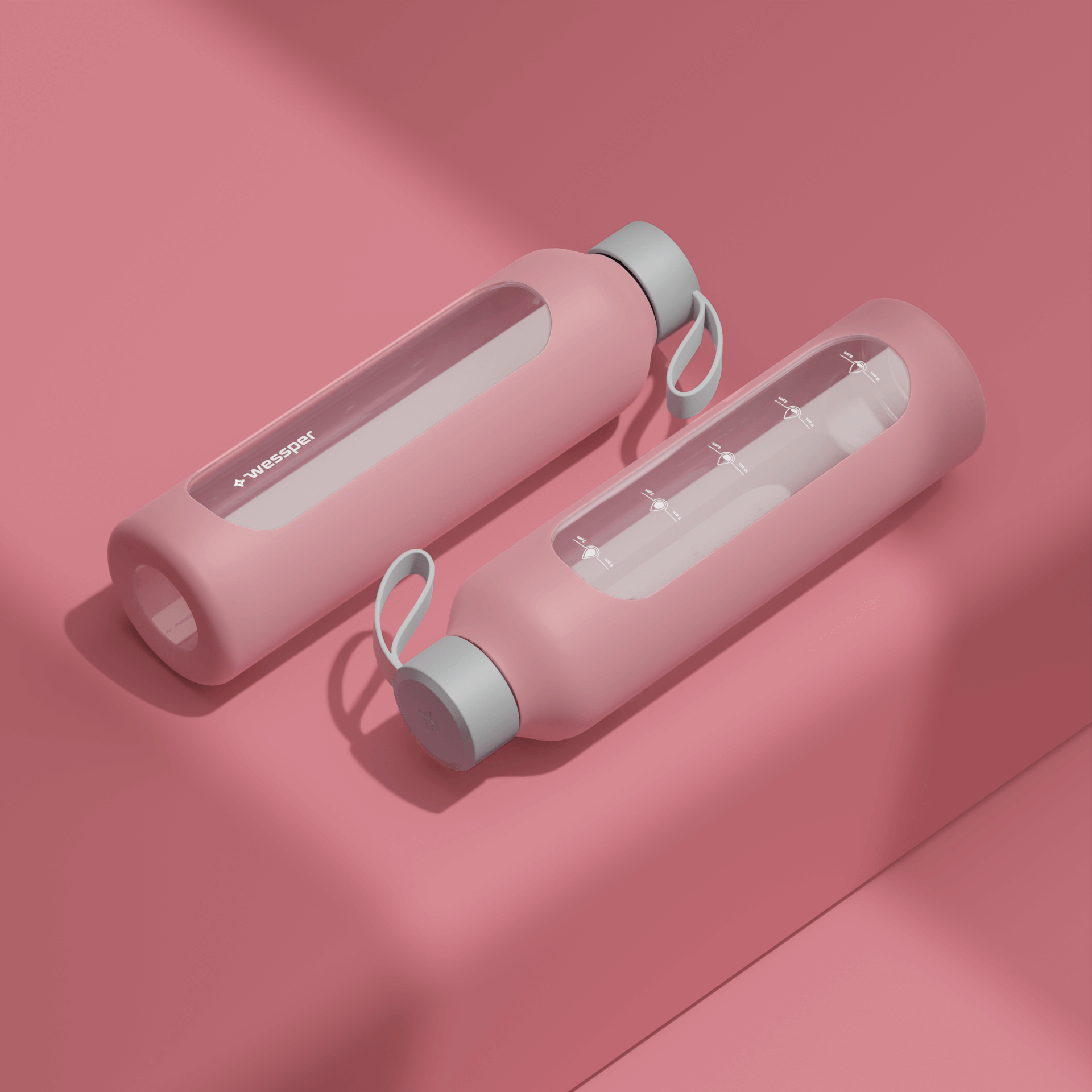 Butelka motywacyjna Wessper B1 BOROSILICATE Pink 1 L