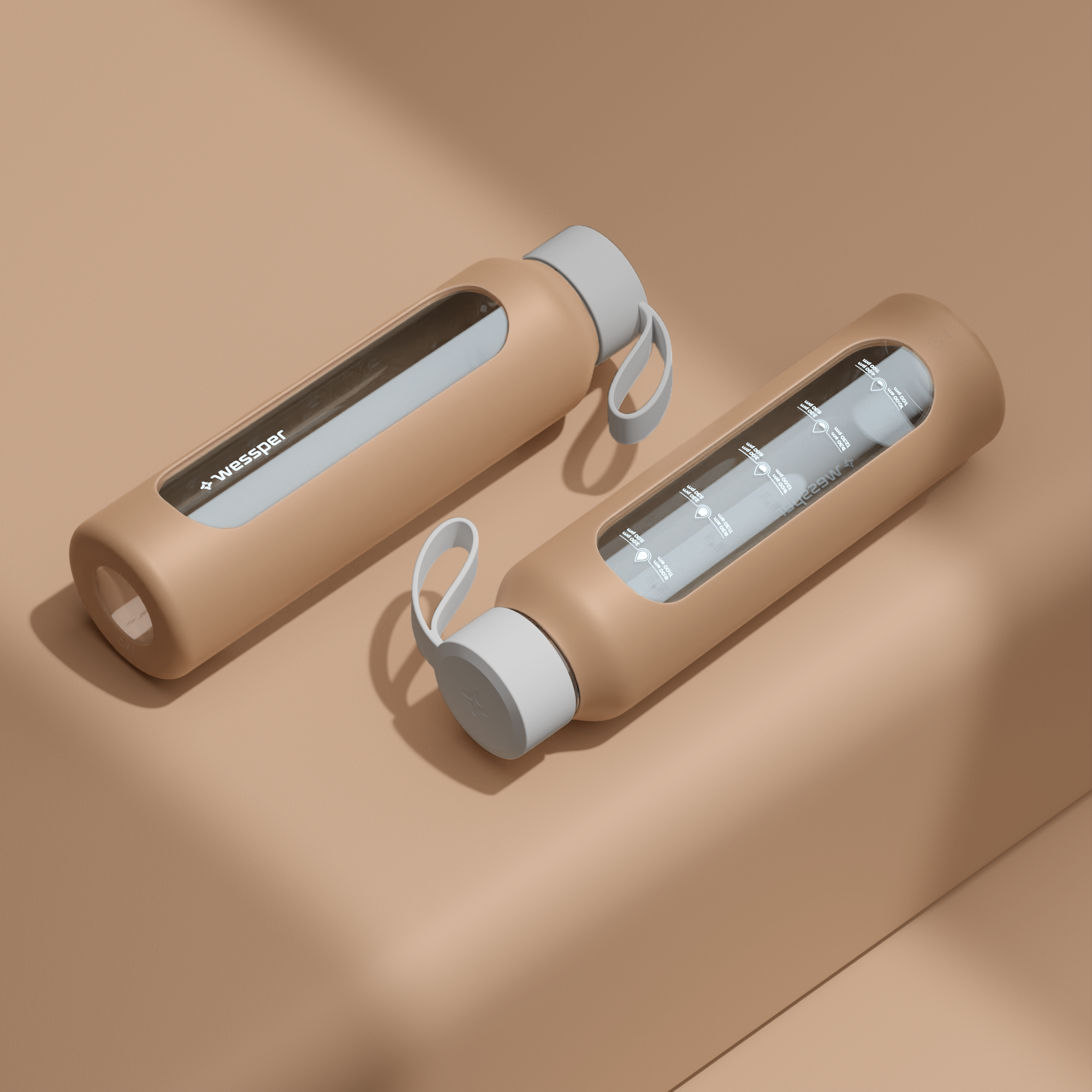 Butelka motywacyjna Wessper B1 BOROSILICATE Beige 500 ml