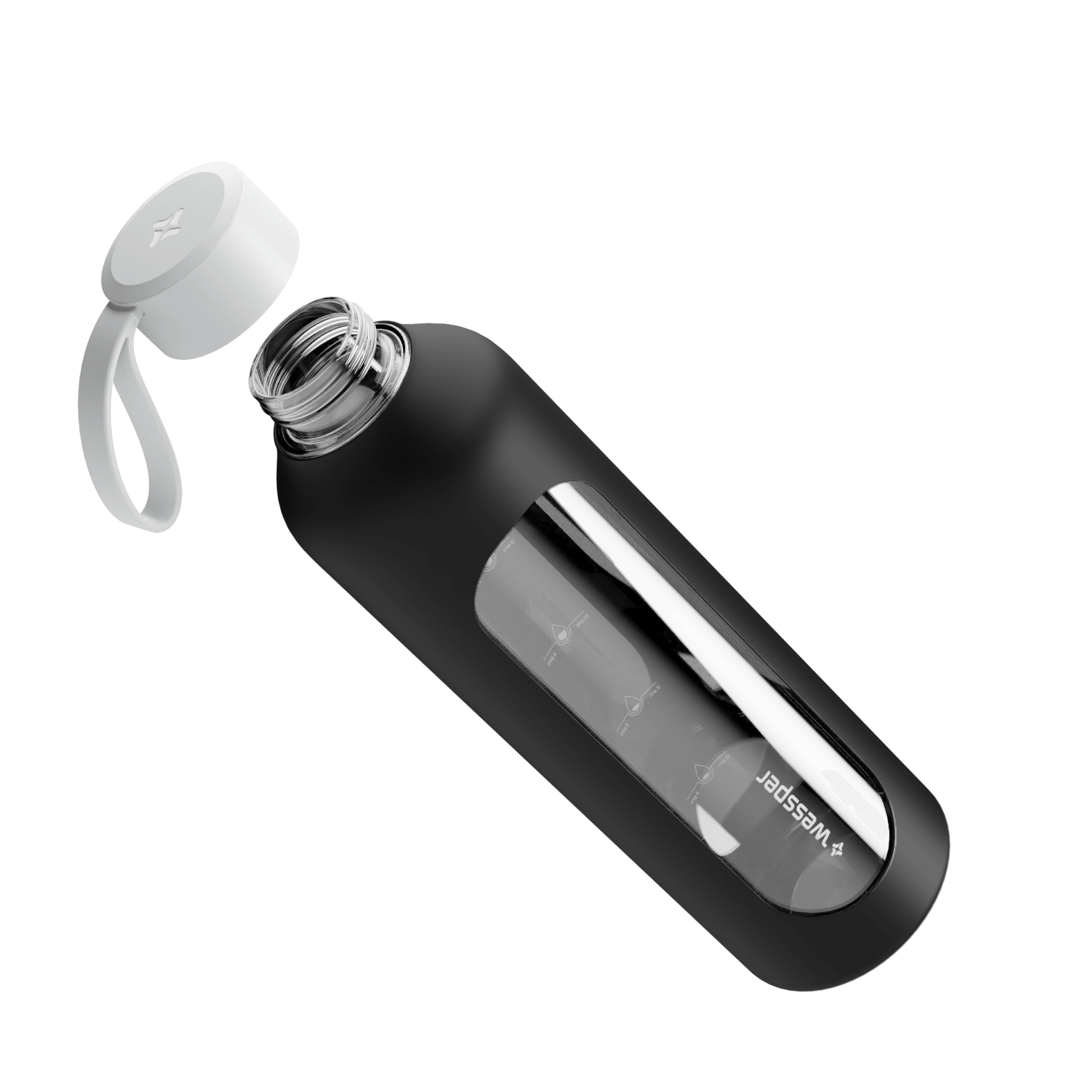 Butelka motywacyjna Wessper B1 BOROSILICATE Black 1 L