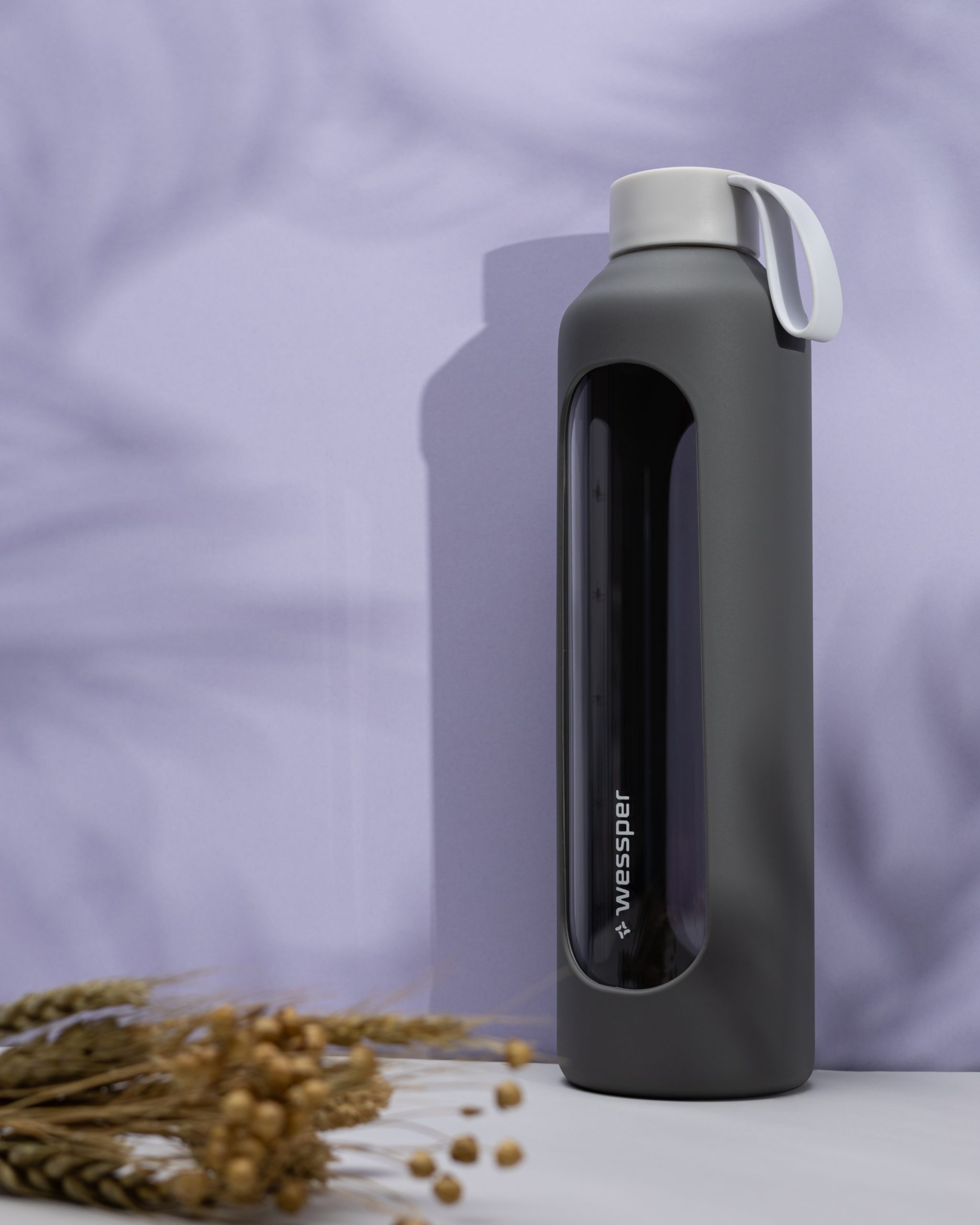 Butelka motywacyjna Wessper B1 BOROSILICATE Grey 1 L