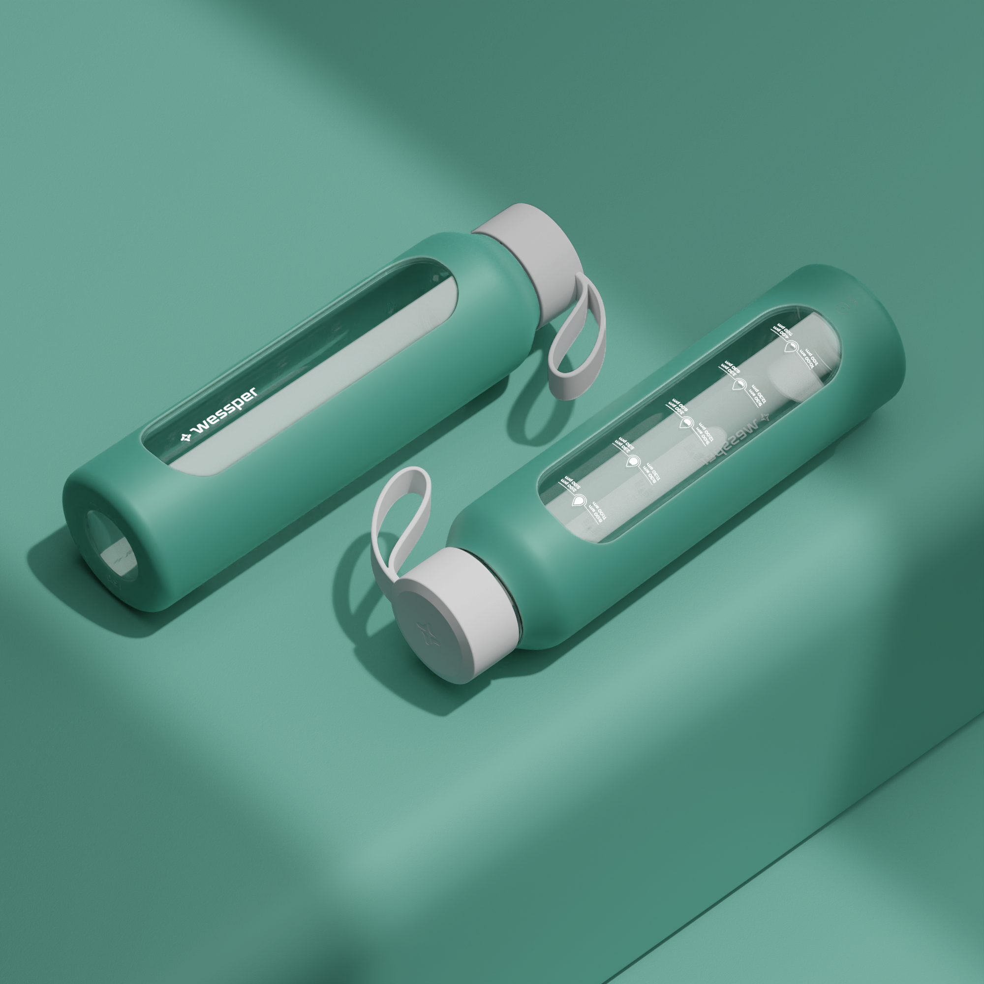 Butelka motywacyjna Wessper B1 BOROSILICATE Lagoon 500 ml