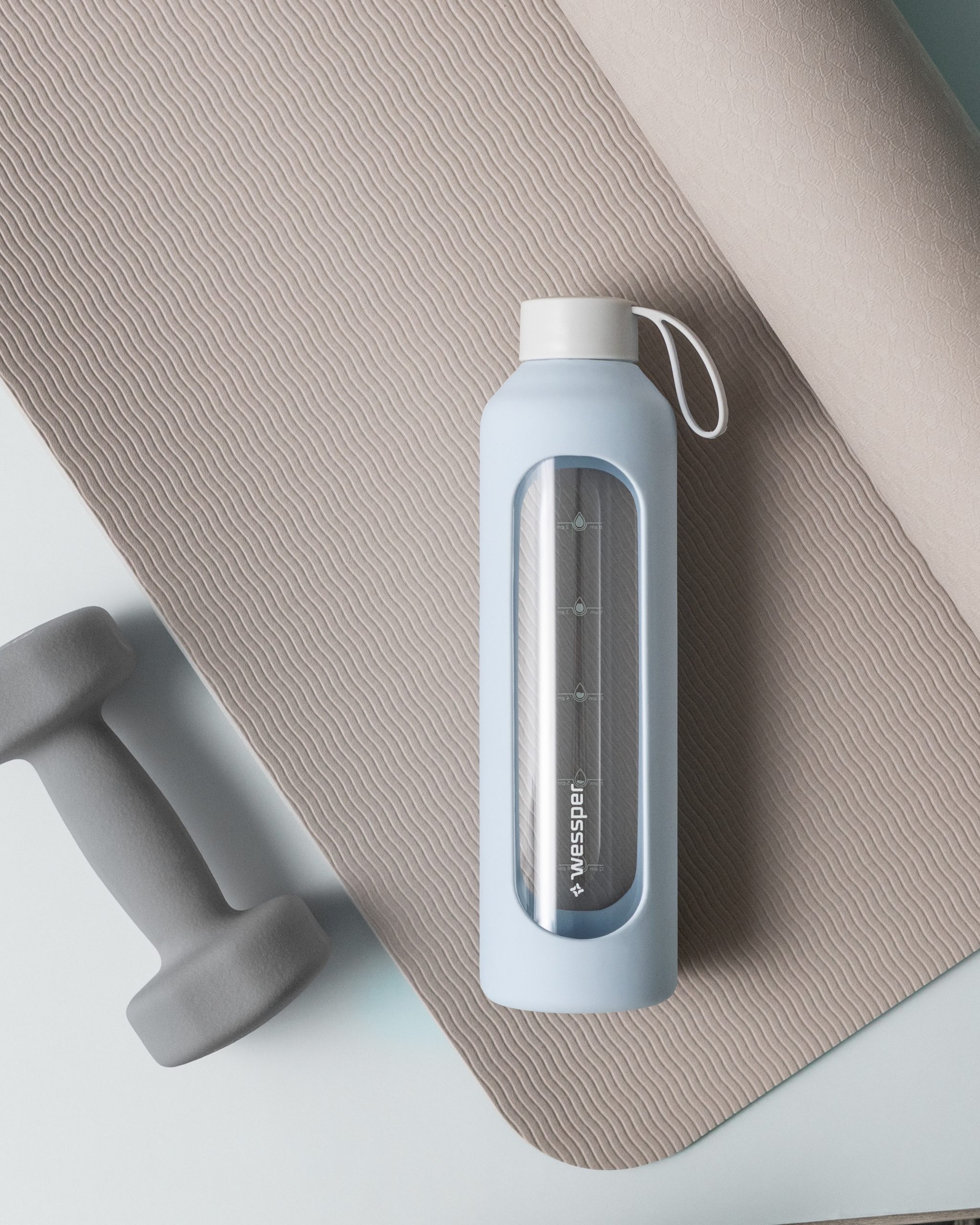 Butelka motywacyjna Wessper B1 BOROSILICATE Ice Blue 1 L