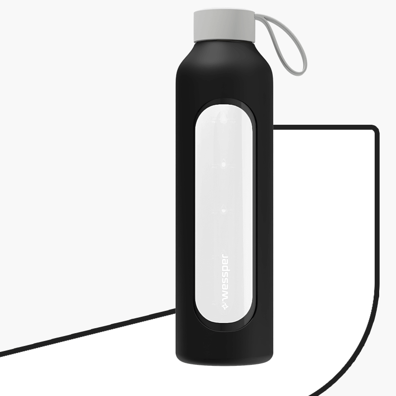 Butelka motywacyjna Wessper B1 BOROSILICATE Black 1 L