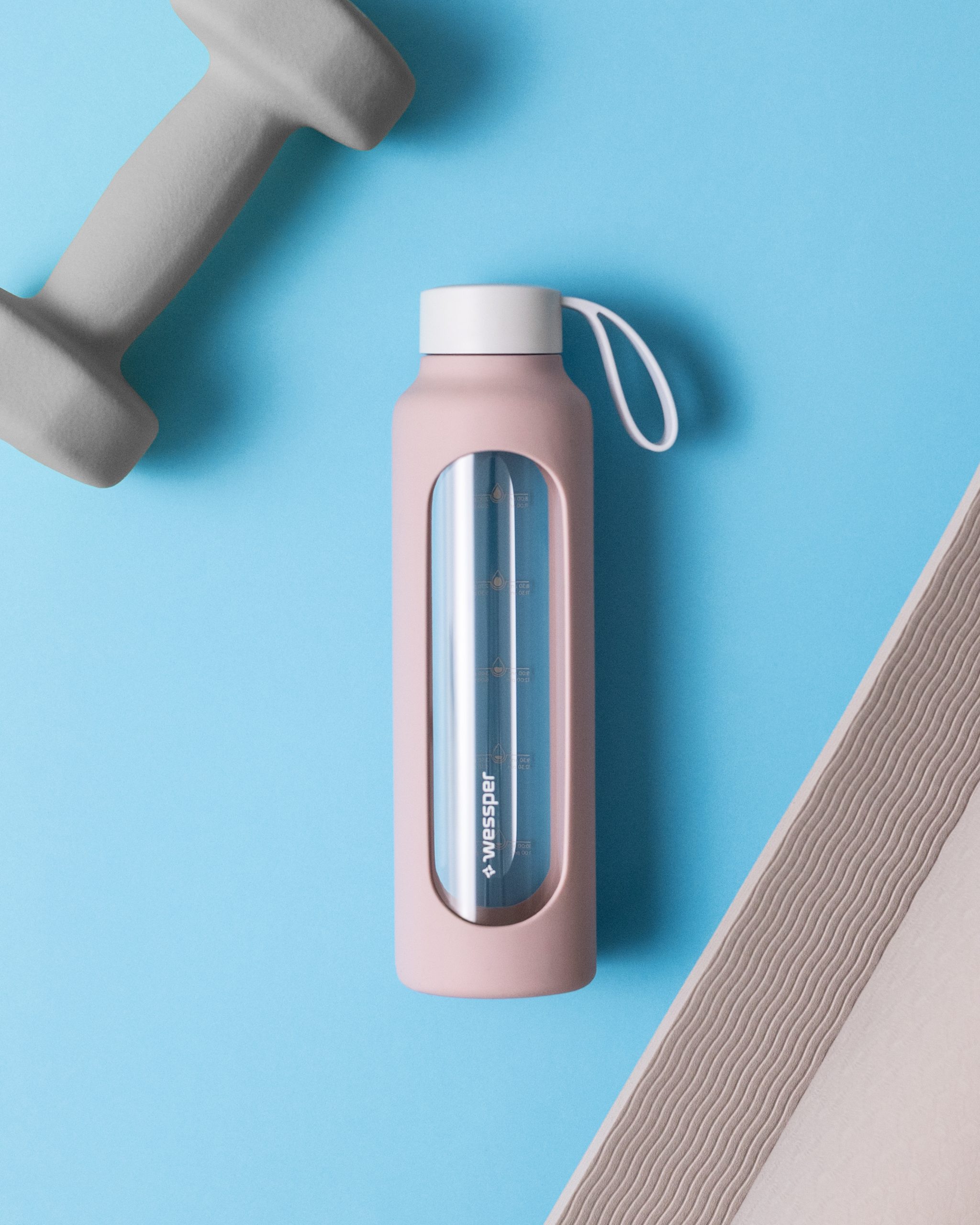 Butelka motywacyjna Wessper B1 BOROSILICATE Dusty Rose 500 ml