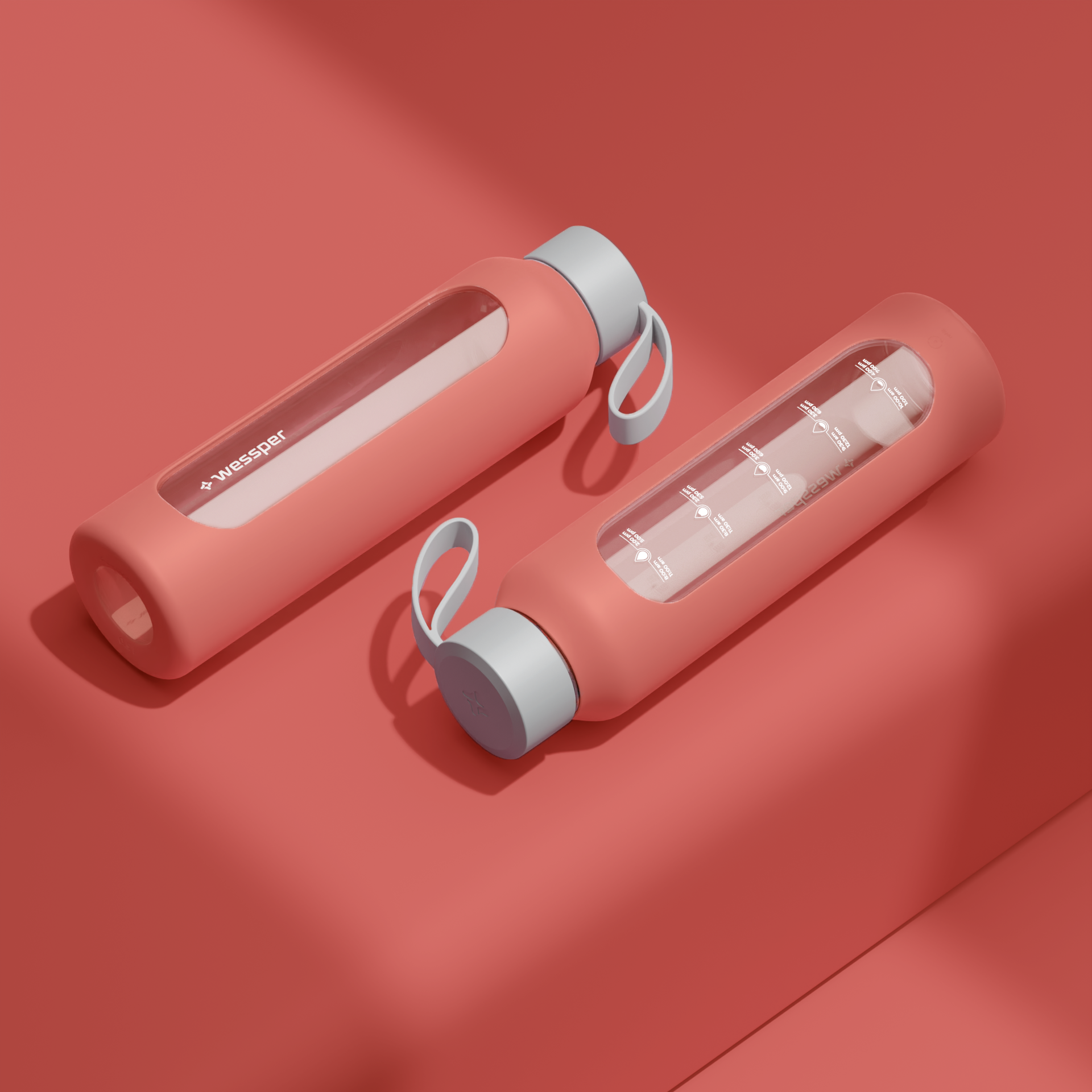 Butelka motywacyjna Wessper B1 BOROSILICATE Coral 500 ml