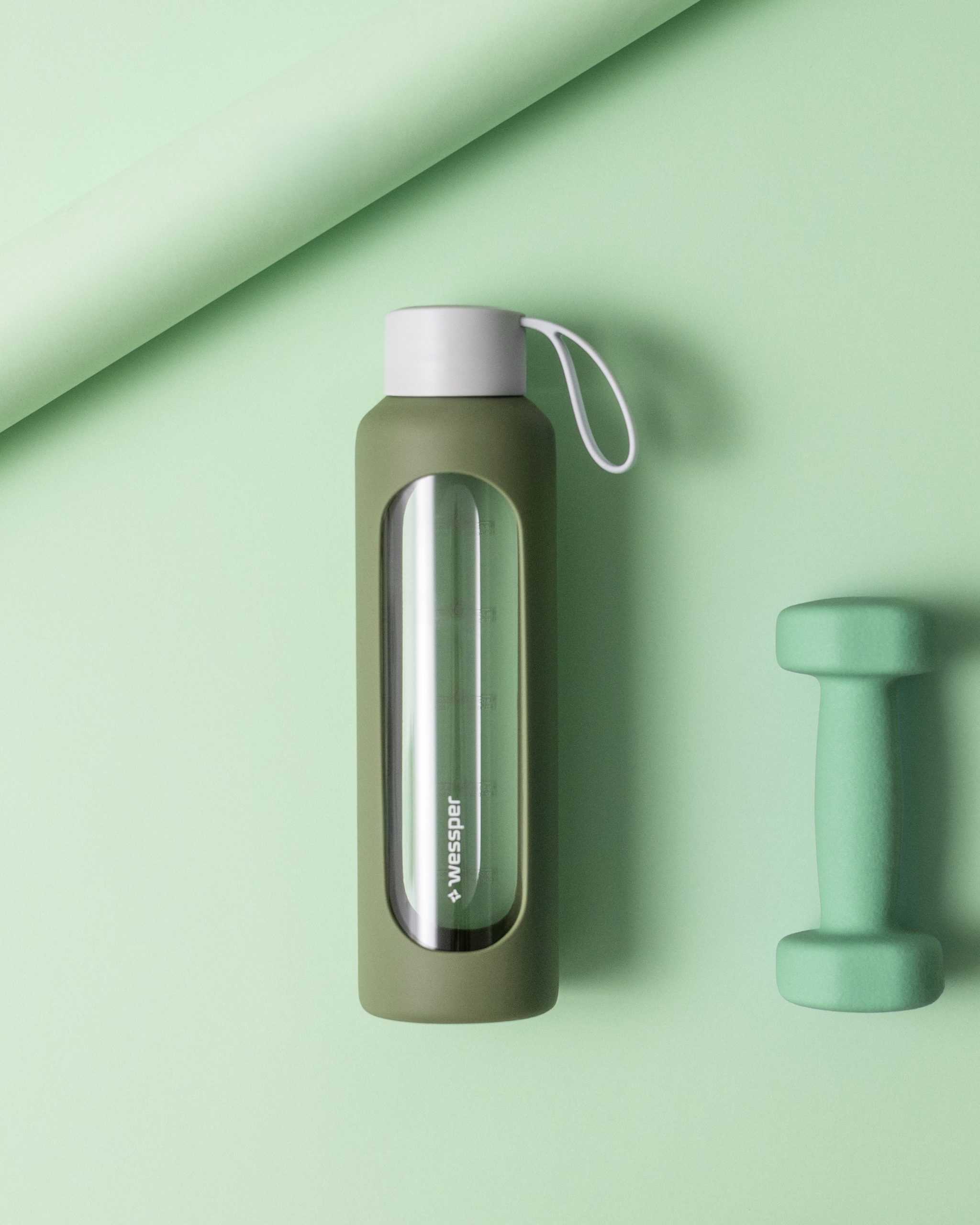 Butelka motywacyjna Wessper B1 BOROSILICATE Olive 500 ml