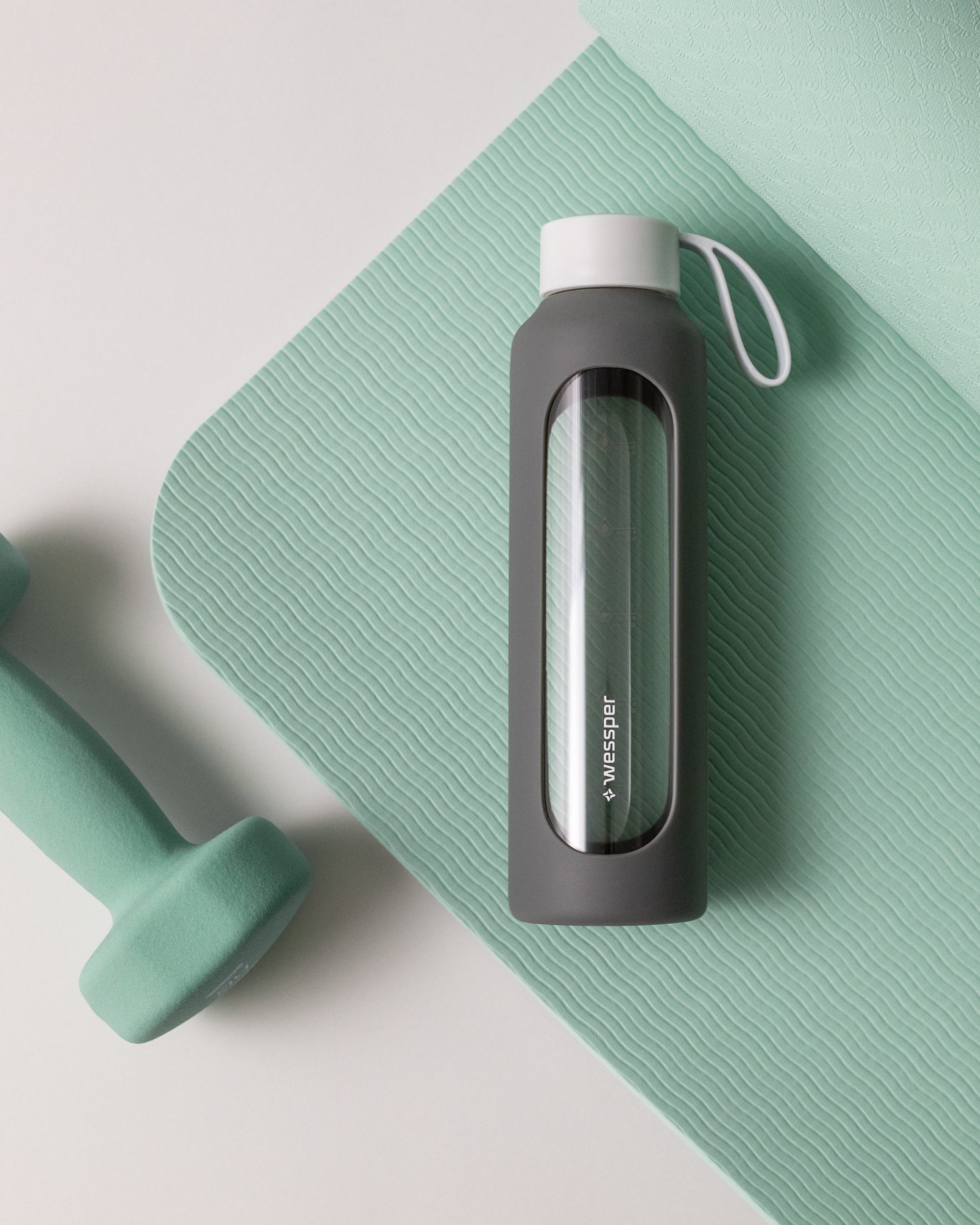 Butelka motywacyjna Wessper B1 BOROSILICATE Grey 500 ml