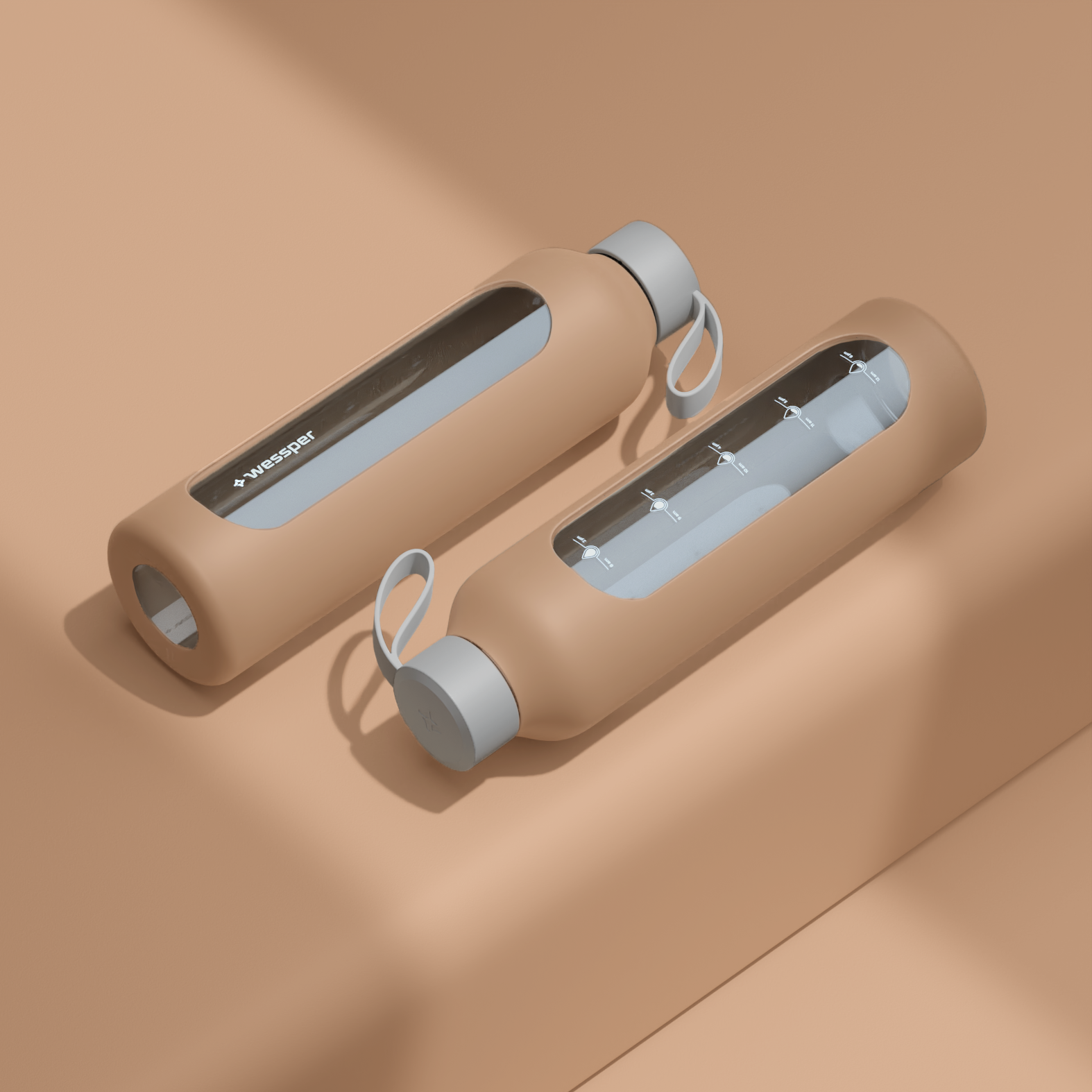 Butelka motywacyjna Wessper B1 BOROSILICATE Beige 1 L