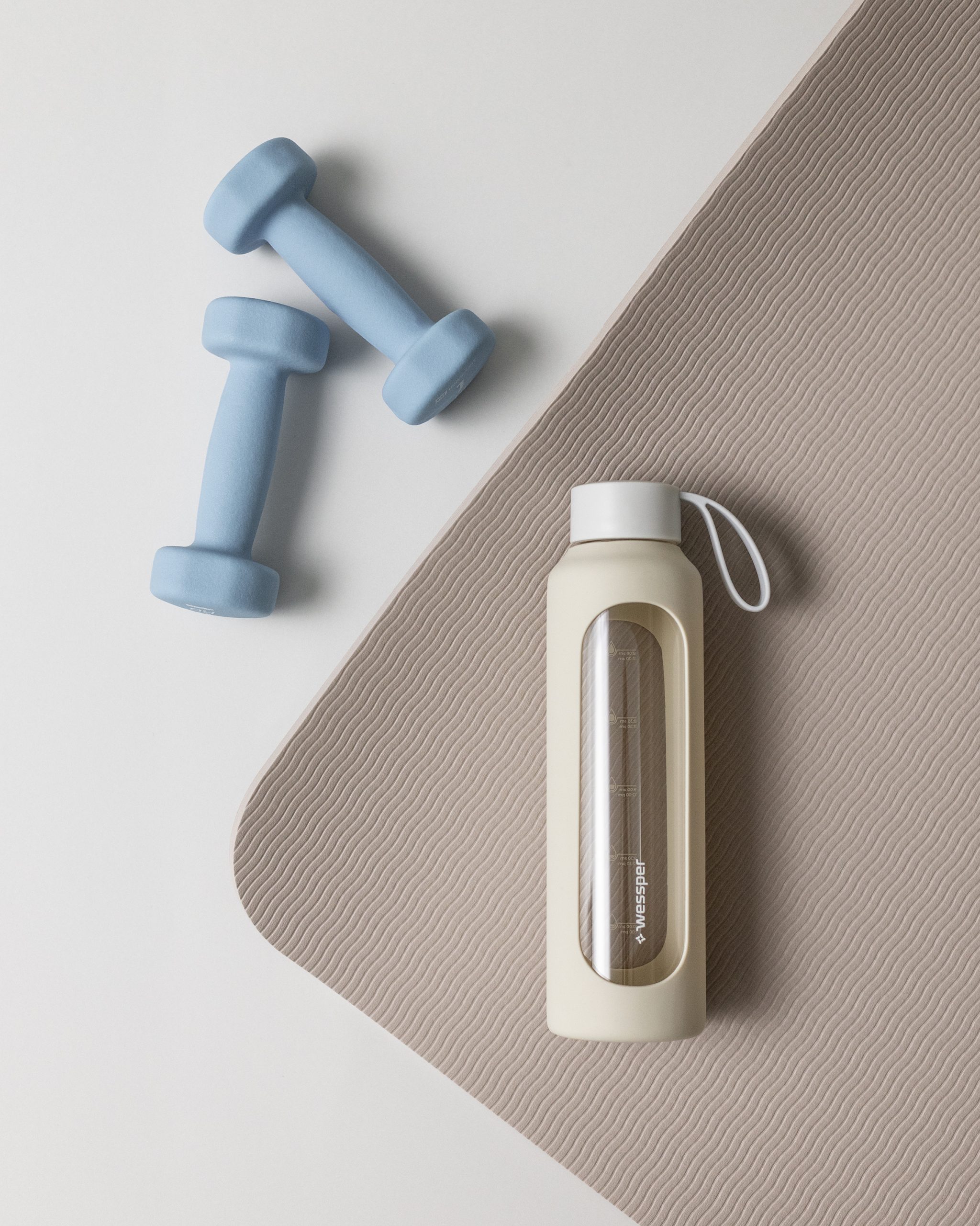 Butelka motywacyjna Wessper B1 BOROSILICATE Ecru 500 ml