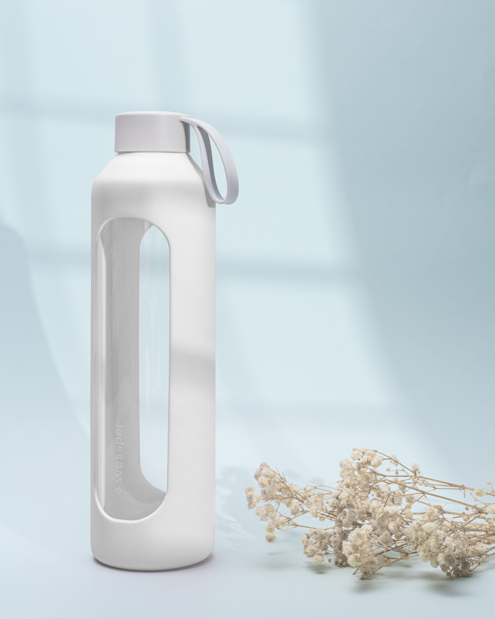 Butelka motywacyjna Wessper B1 BOROSILICATE White 1 L