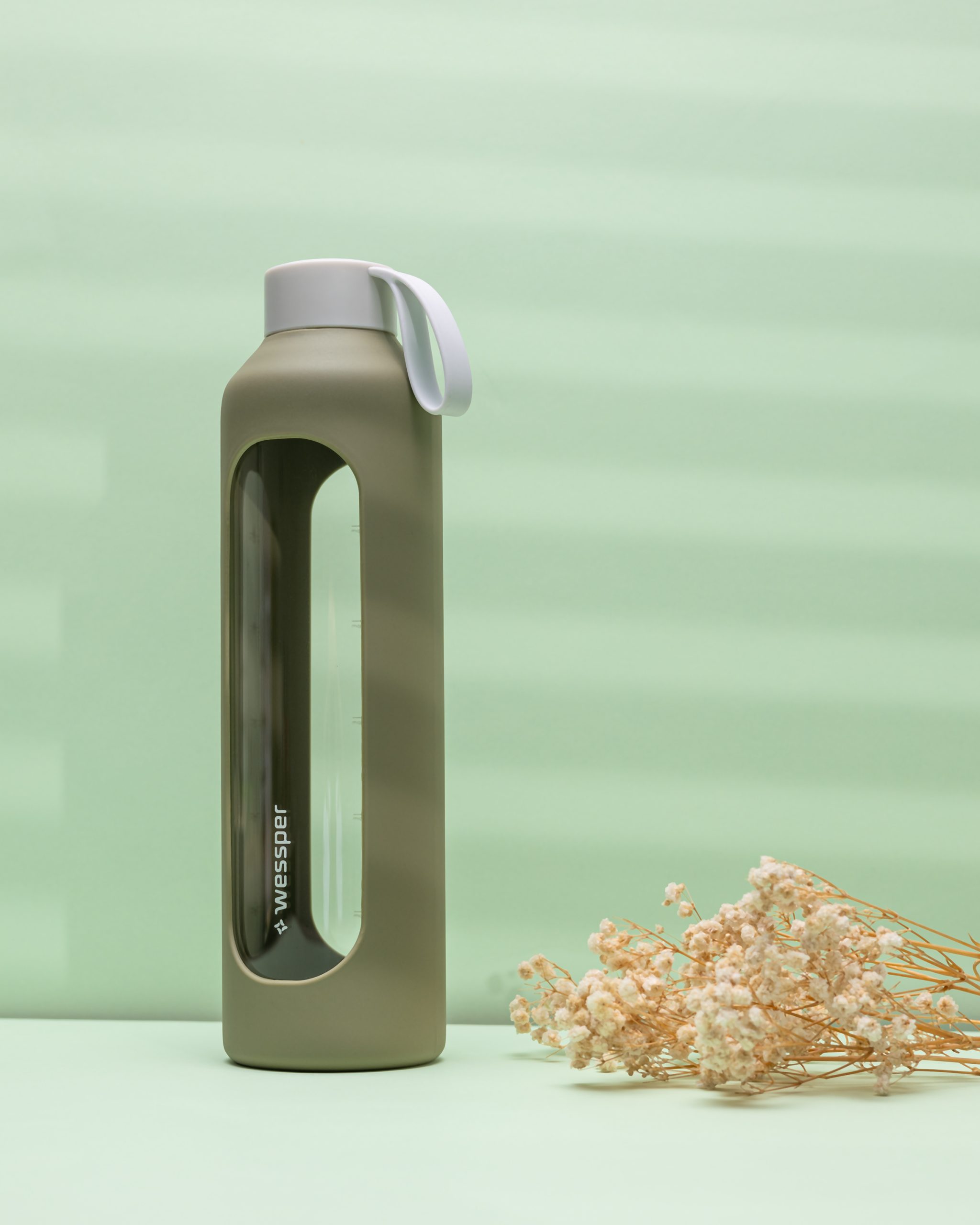 Butelka motywacyjna Wessper B1 BOROSILICATE Olive 1 L