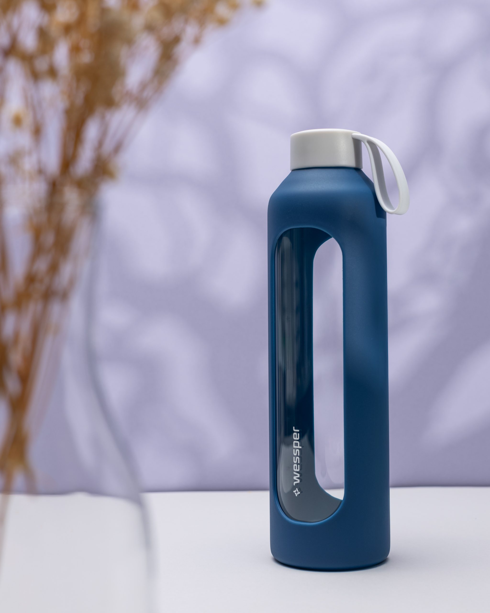 Butelka motywacyjna Wessper B1 BOROSILICATE Navy Blue 1 L