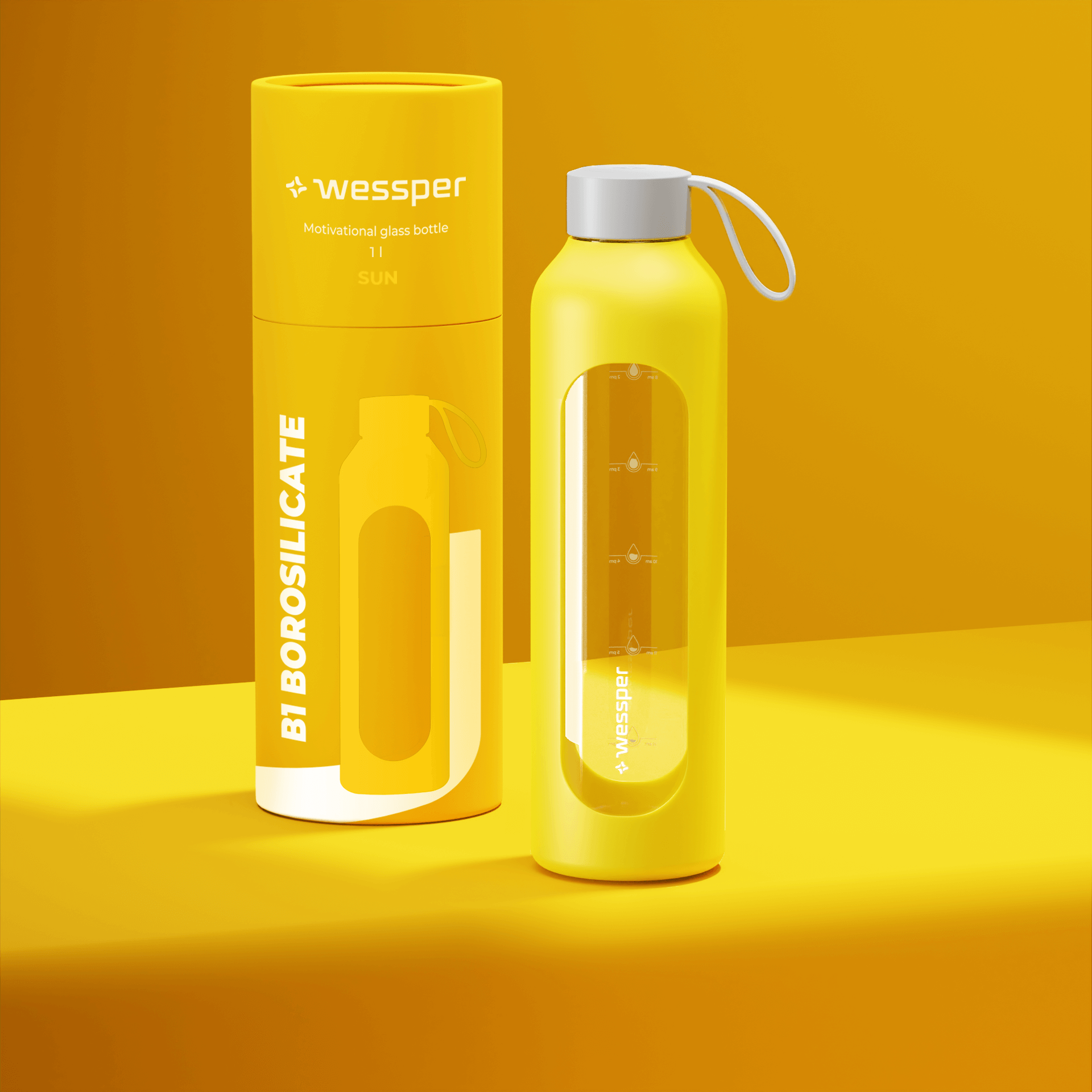 Butelka motywacyjna Wessper B1 BOROSILICATE Sun 1 L