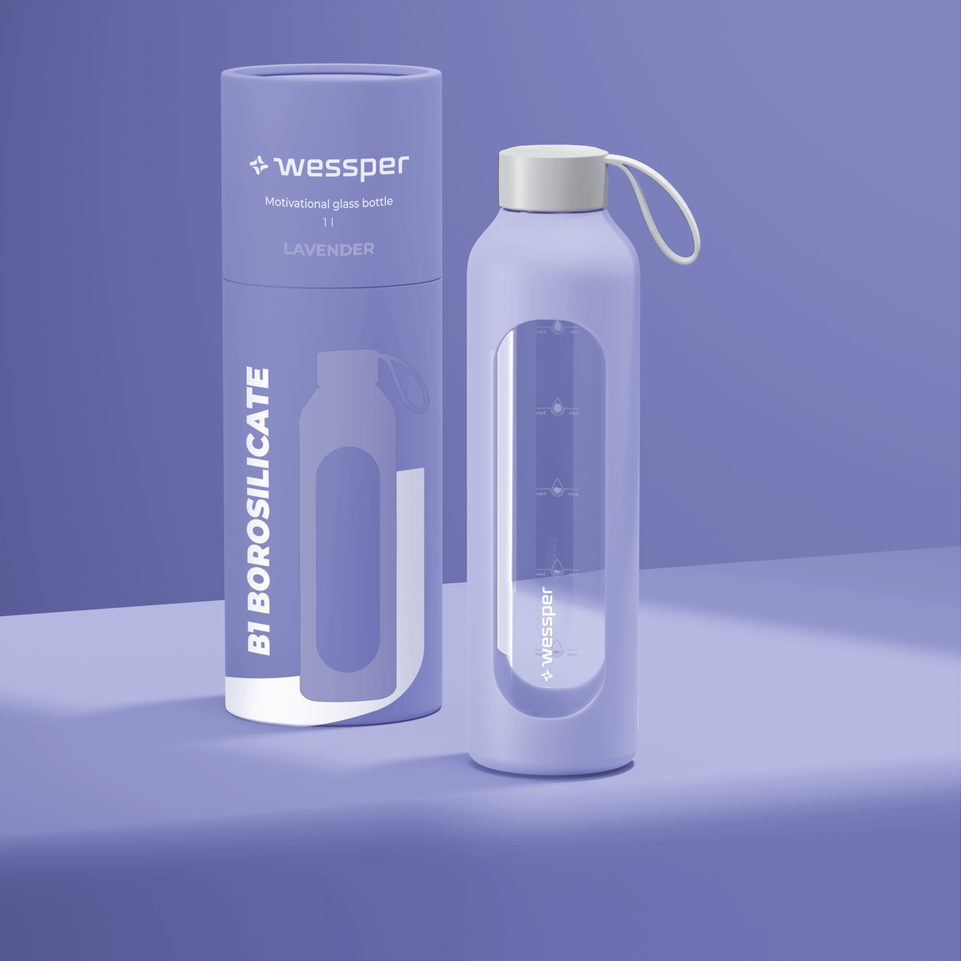 Butelka motywacyjna Wessper B1 BOROSILICATE Sun 1 L