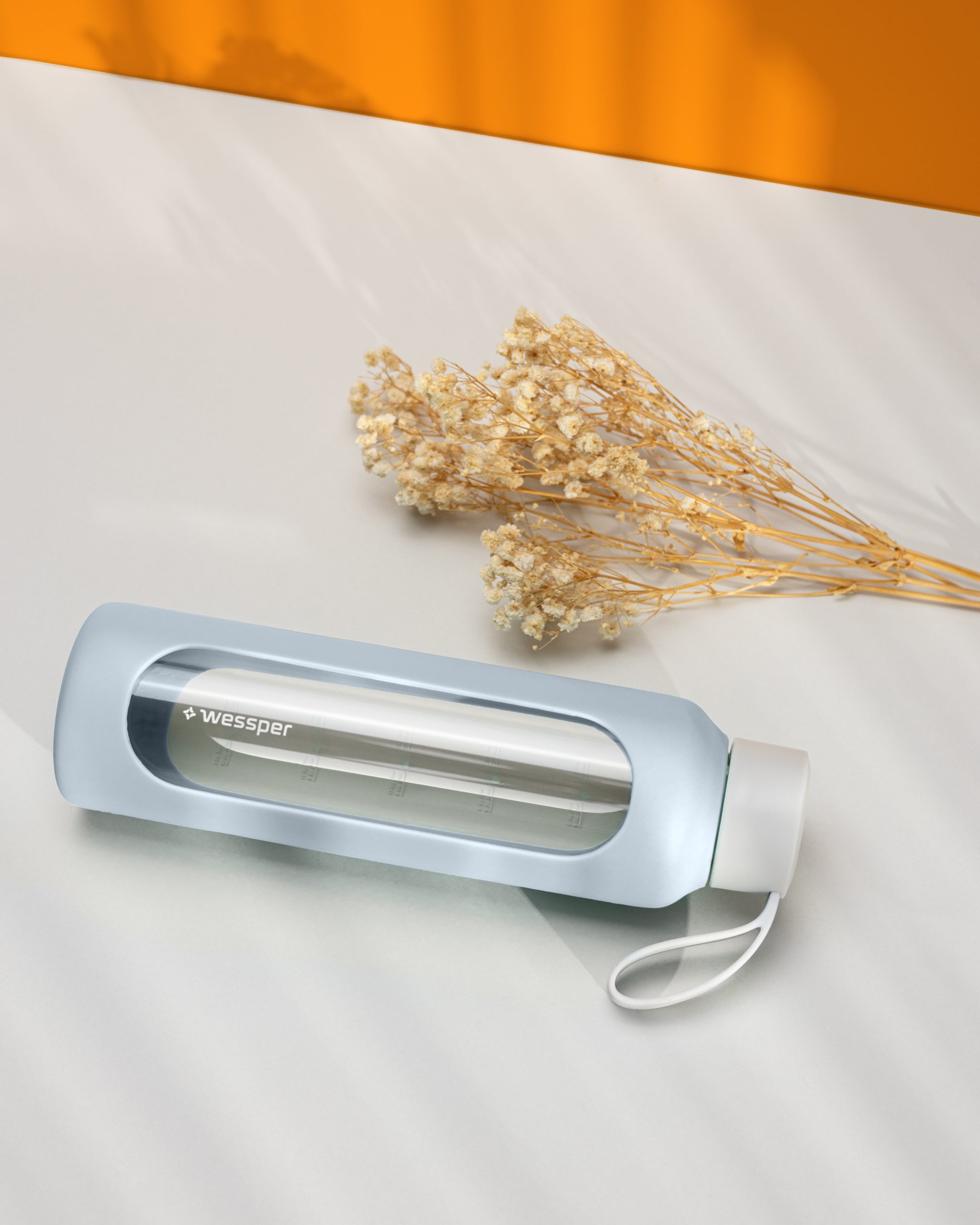 Butelka motywacyjna Wessper B1 BOROSILICATE Ice Blue 500 ml