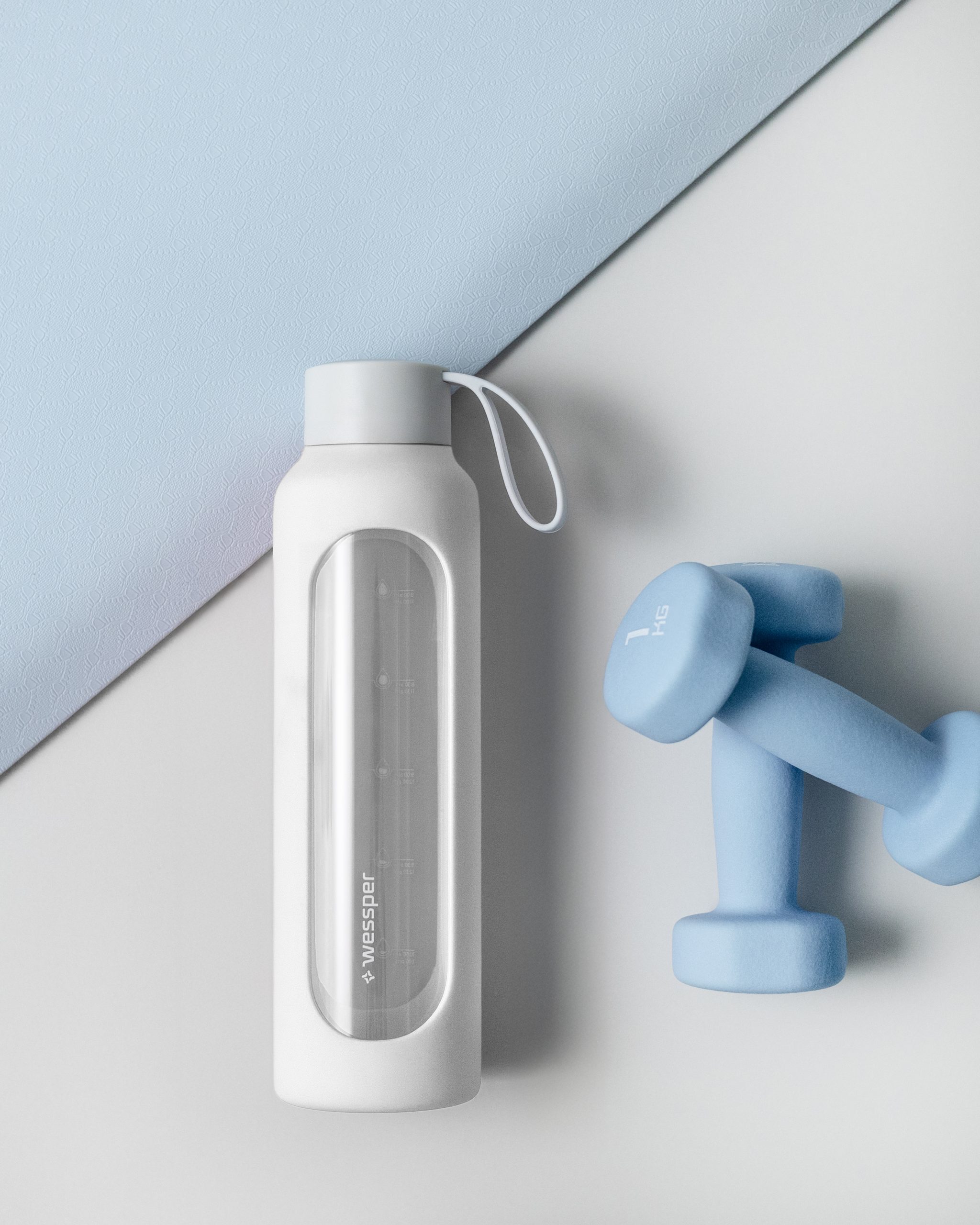 Butelka motywacyjna Wessper B1 BOROSILICATE Biała 500 ml