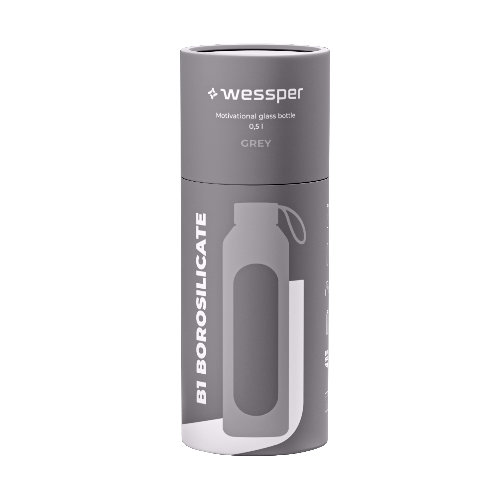 Butelka motywacyjna Wessper B1 BOROSILICATE Navy Blue 500 ml