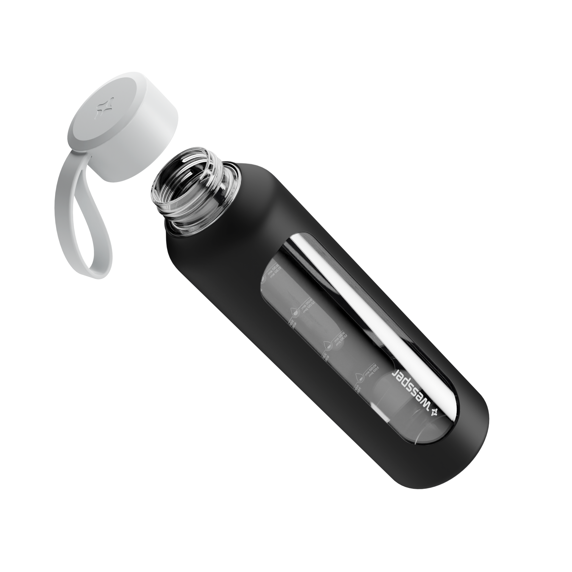 Butelka motywacyjna Wessper B1 BOROSILICATE Black 500 ml