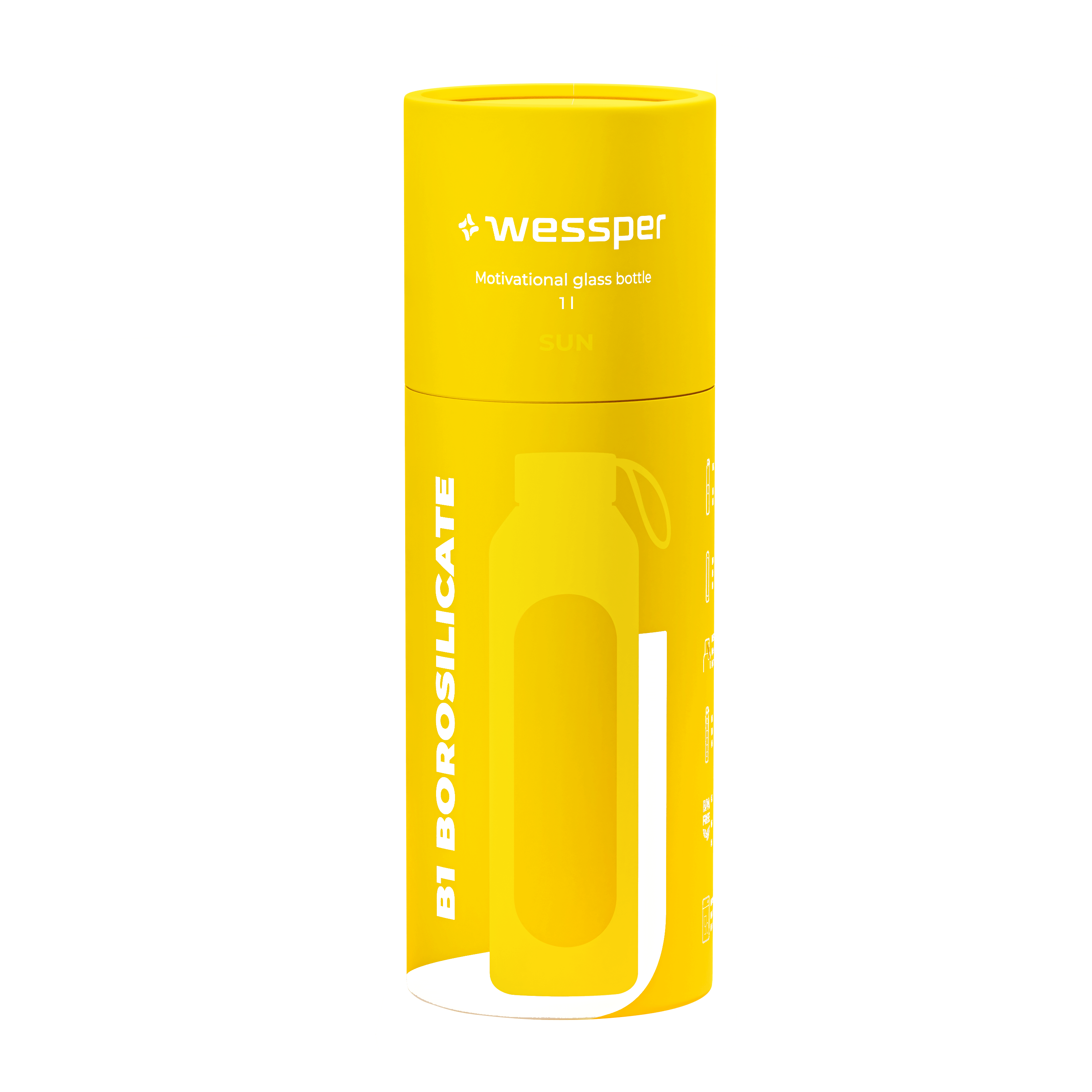 Butelka motywacyjna Wessper B1 BOROSILICATE Mokka 1 L