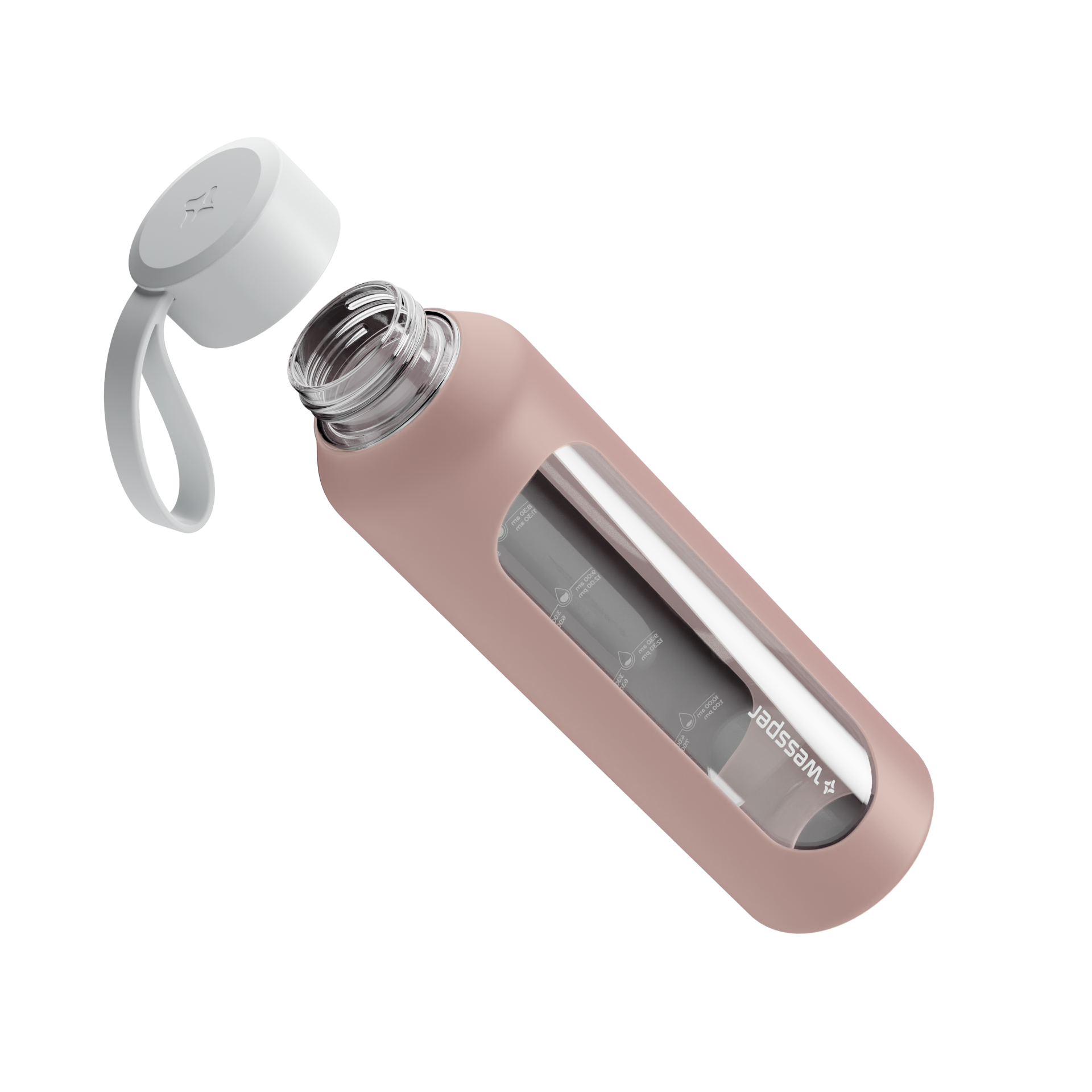 Butelka motywacyjna Wessper B1 BOROSILICATE Dusty Rose 500 ml