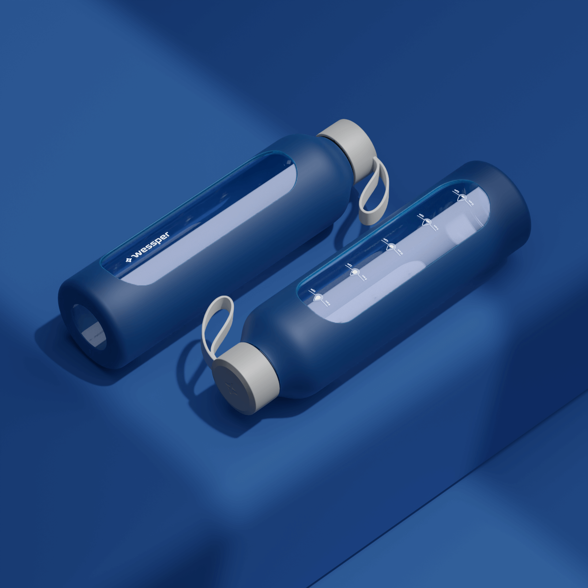 Butelka motywacyjna Wessper B1 BOROSILICATE Navy Blue 1 L