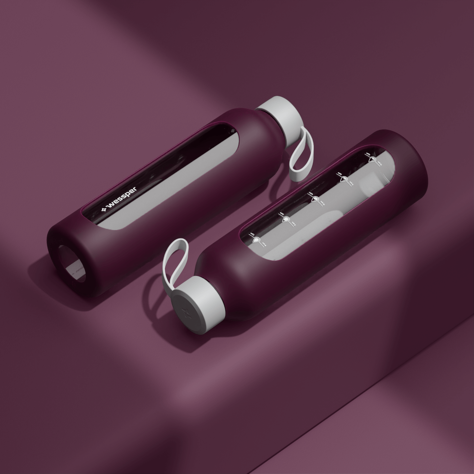 Butelka motywacyjna Wessper B1 BOROSILICATE Ruby 1 L