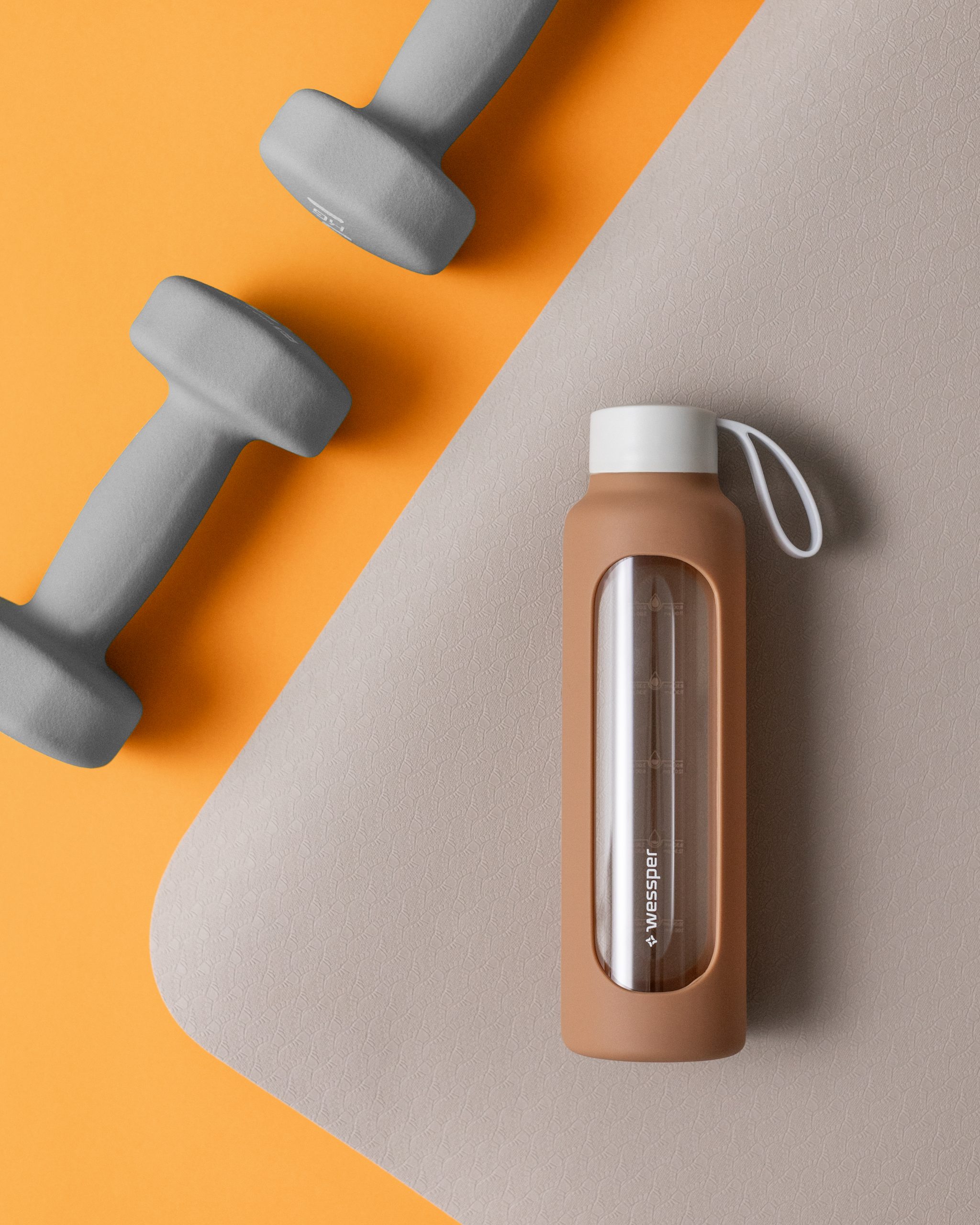 Butelka motywacyjna Wessper B1 BOROSILICATE Mokka 500 ml