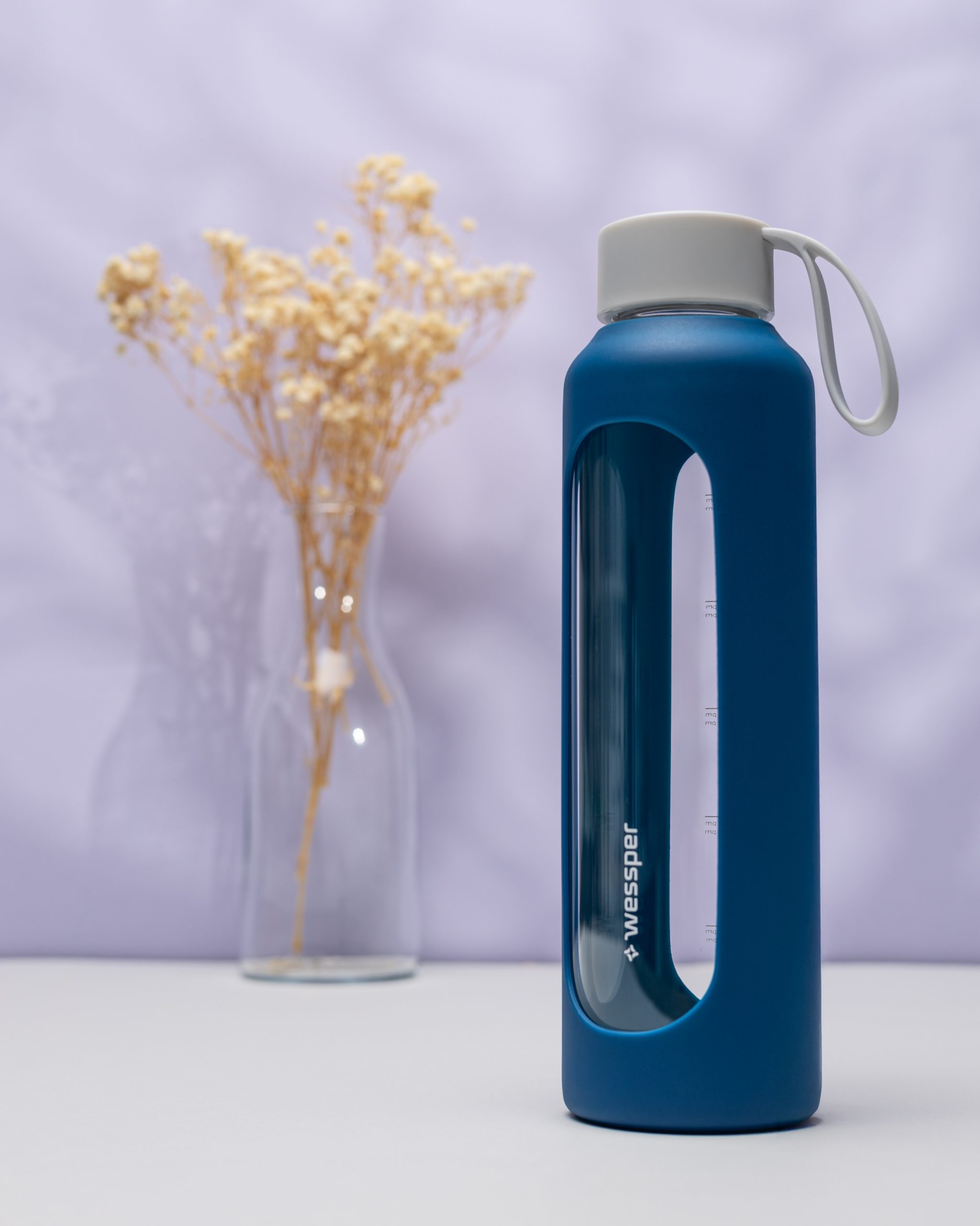 Butelka motywacyjna Wessper B1 BOROSILICATE Navy Blue 500 ml