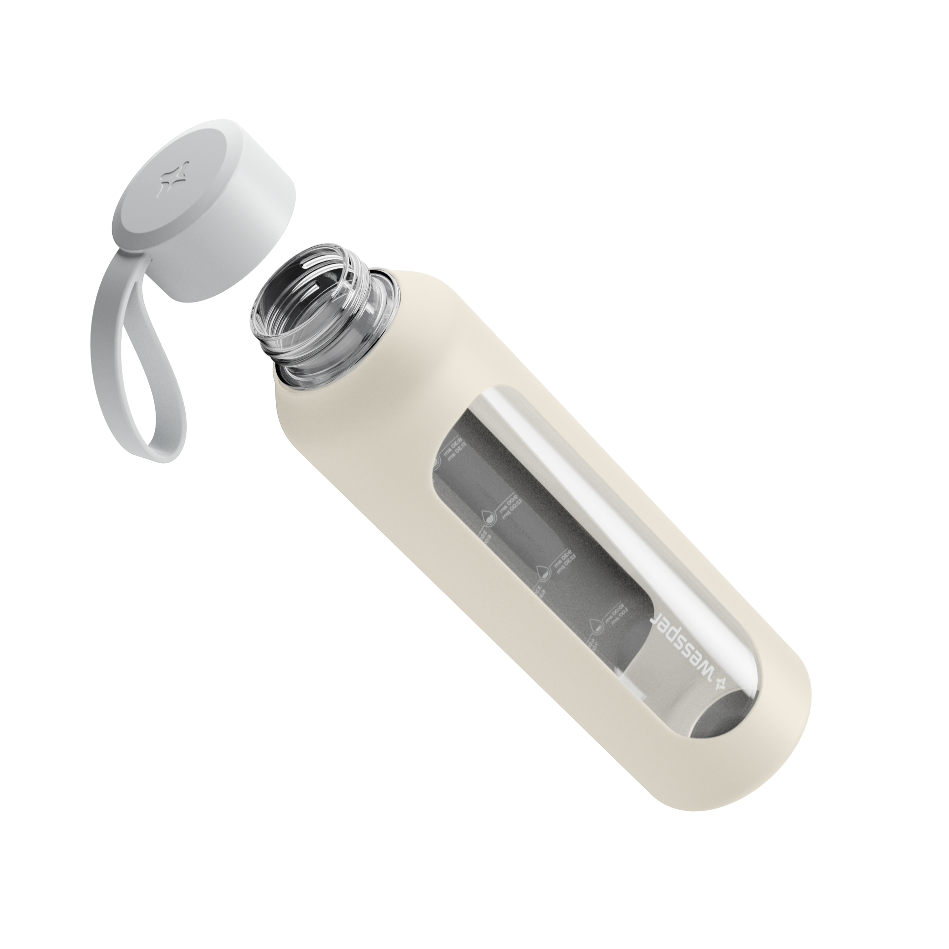 Butelka motywacyjna Wessper B1 BOROSILICATE Ecru 500 ml