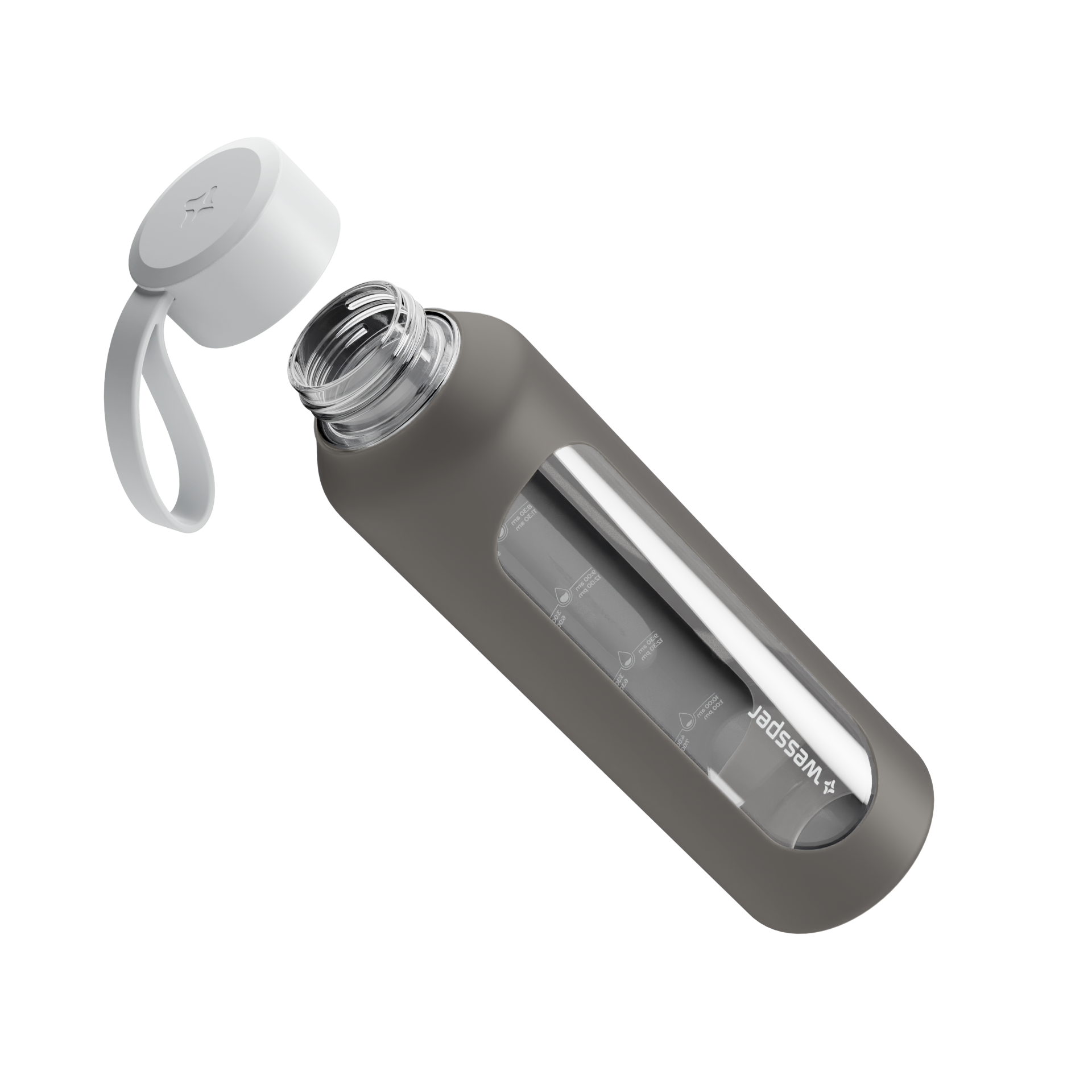 Butelka motywacyjna Wessper B1 BOROSILICATE Grey 500 ml