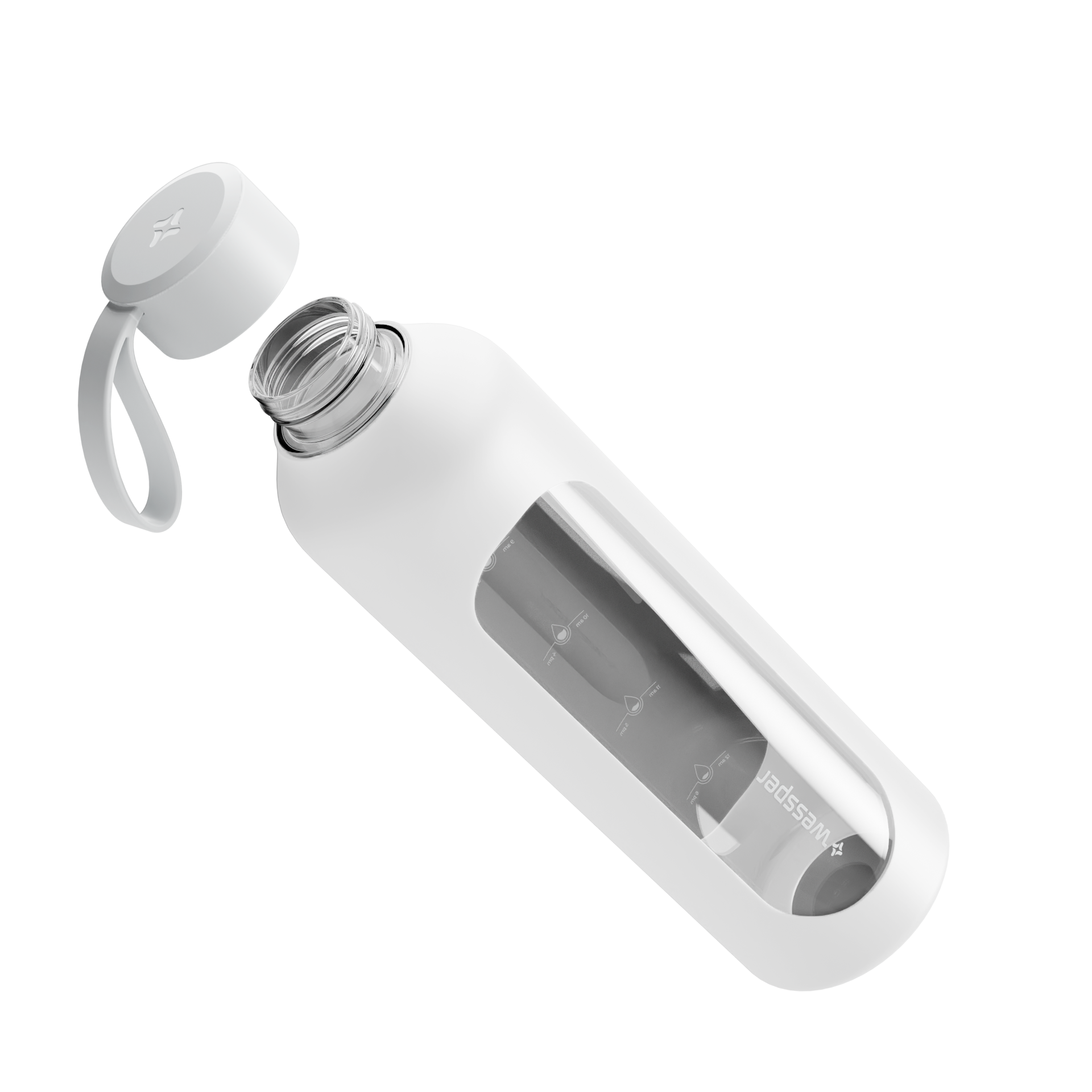 Butelka motywacyjna Wessper B1 BOROSILICATE White 1 L